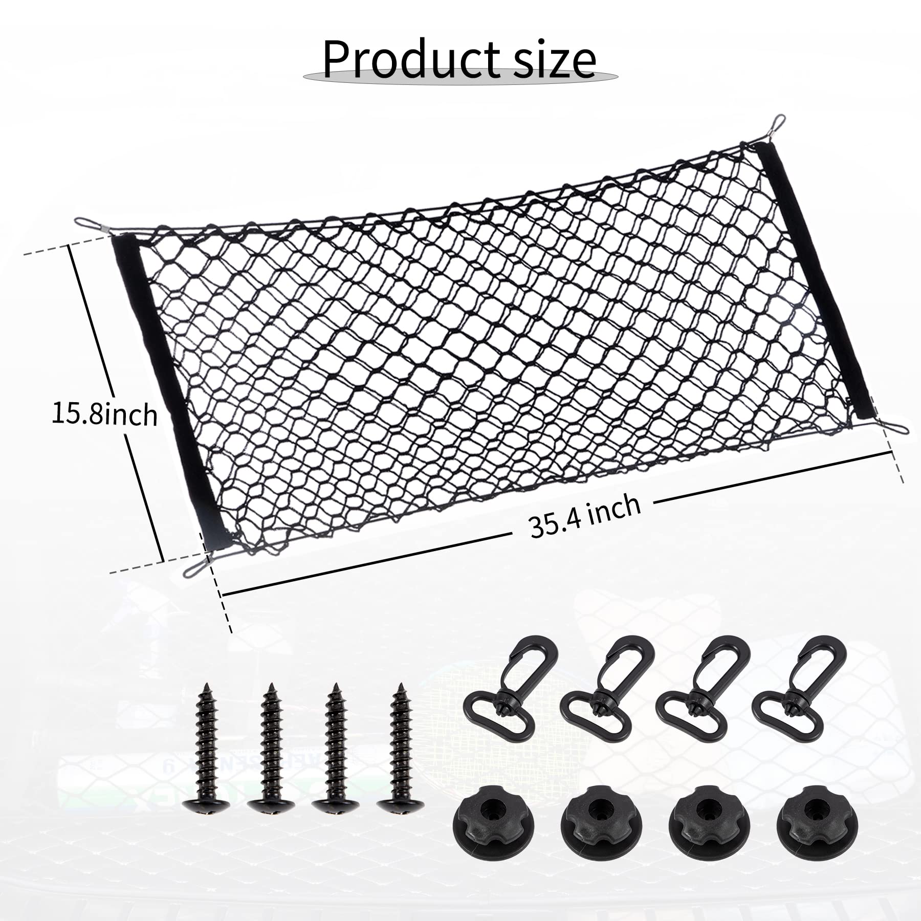 alpmosn Stretchable Car Cargo Net Adjustable Elastic Storage Net Trunk Interior Accessories with Hook, Universal Fit for Car, Ve
