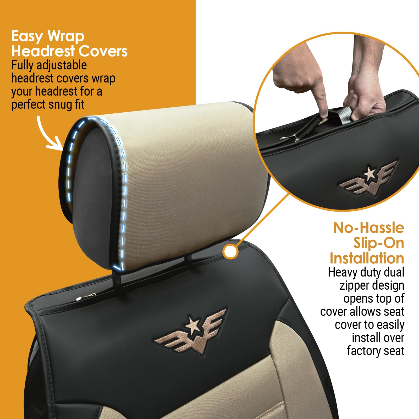 Lpi Truck Heavy Duty Premium Truck Seat Covers For Full-Size Truck Suv, Padded Seat Cover With Bottom Wrap-Around, Front Seat Pr