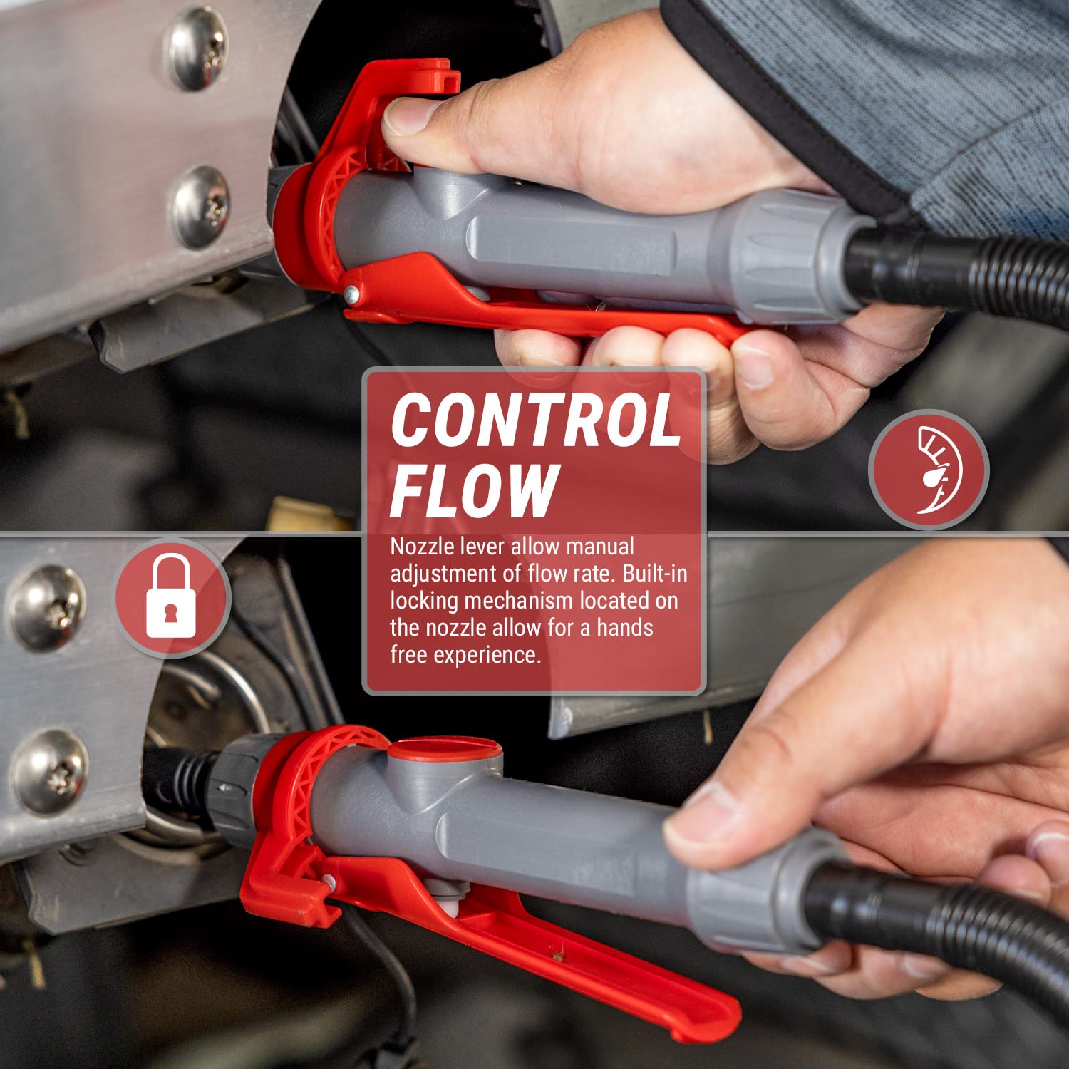 Tera Pump Fuel Transfer Pump W/Quick Flow Control Nozzle & Telescopic Tube - 3X Powerful D Battery Powered, 10Ft Xl Long Discharge Hose, Multipurpose Portable Battery Pump For Gas, Diesel (2.4 Gpm)