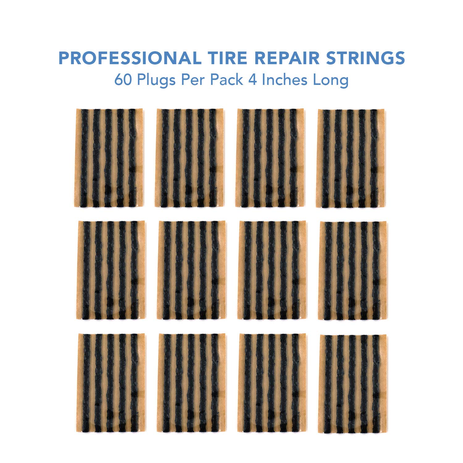 Ckauto 60Pcs 4'' Black Tire Repair Strings, Automotive Tool Tire Repair Plugs For Tubeless Off-Road Tires Car, Bike, Atv, Utv, W