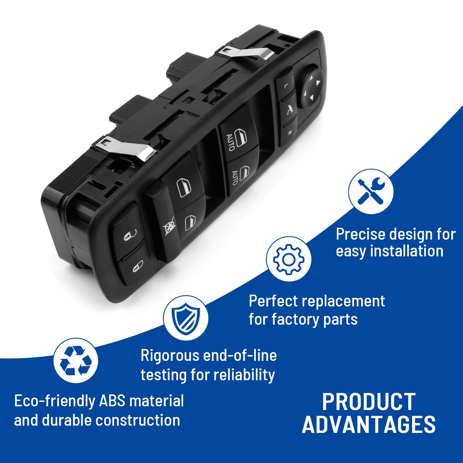 Power Window Switch Compatible With 2012-2015 Dodge Grand Caravan Chrysler Town & Country 2013-2015 Ram 1500 2500 3500 Oe:68110867Ab 68110867Aa Black