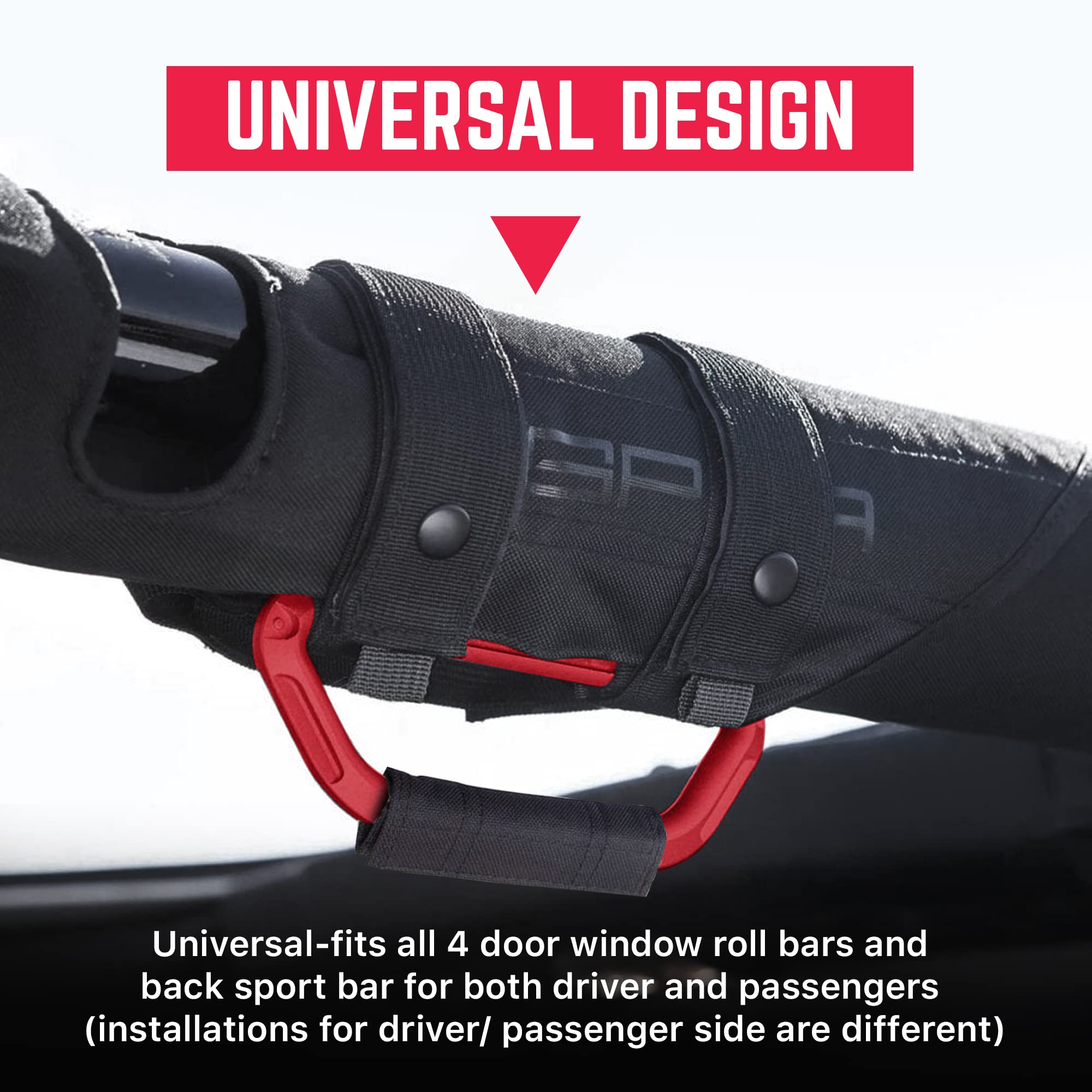 GPCA - GP Grip PRO, Foldable Patented Aluminum Metal Grab Handles for Wrangler 4xe, JL, JT, JK, Sport, Sahara, Rubicon and Gladi