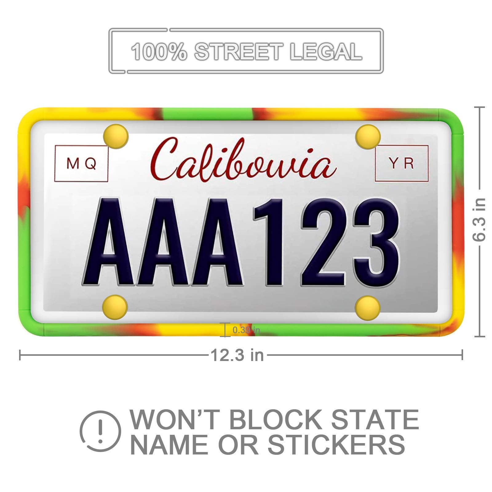 Qiqamole 2 Pack Silicone License Plate Frame Front Back License Plate Cover License Plate Bracket Holder Rust-Proof, Rattle-Proo