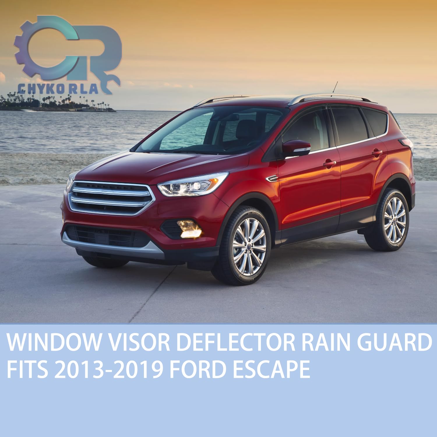 Rain Guards Fit for 2013-2019 Ford Escape, Tape-On Window Visors Shield, Smoke Tinted Vent Guard Deflector, Outside Mount Vent V