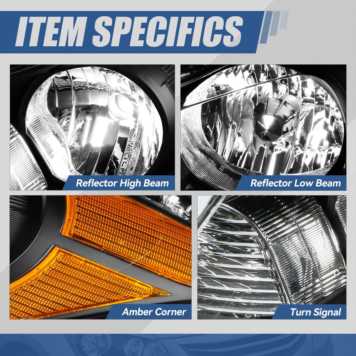 Auto Dynasty Headlights Assembly Compatible With 2008-2012 Honda Accord 4-Door Sedan, Driver And Passenger Side Halogen Headlamp