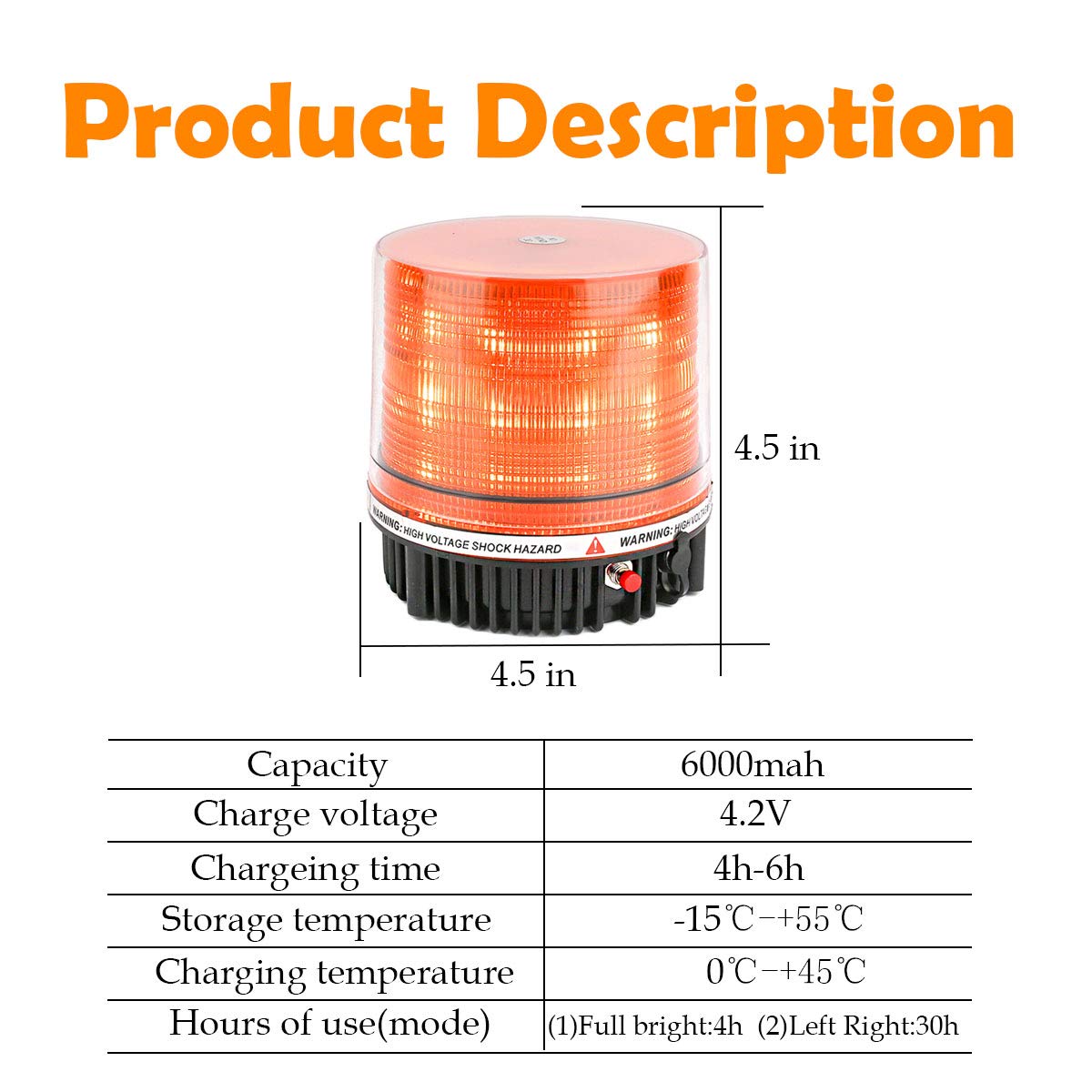 Le-Jx Amber Wireless Rotating Beacon Orange Battery Led Strobe Warning Light Roof Top Plow Hazard Flash Emergency Mail Lights 12