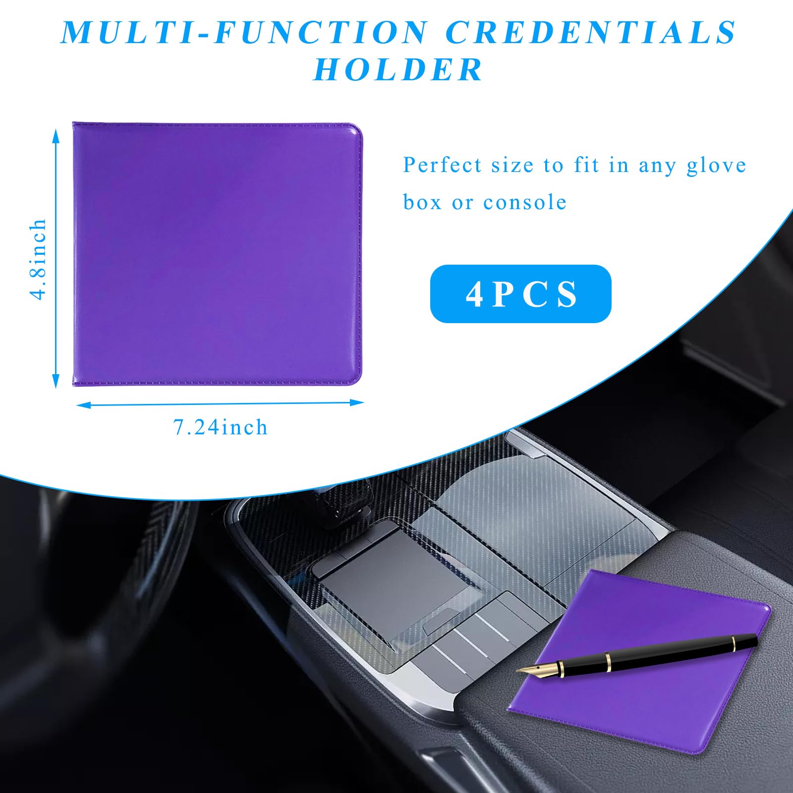 Kewucn 4 Pcs Car Registration Insurance Holder, Essential Auto Card Glove Box Organizer, Vehicle Interior Accessories Perfect Fo