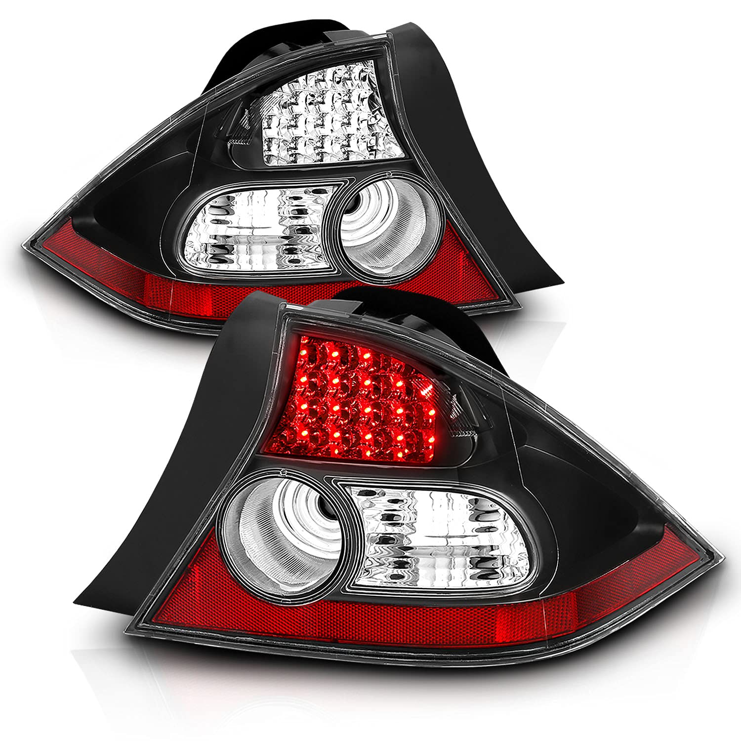 Amerilite 2 Door L.E.D Taillights Black For Honda Civic - Passenger And Driver Side