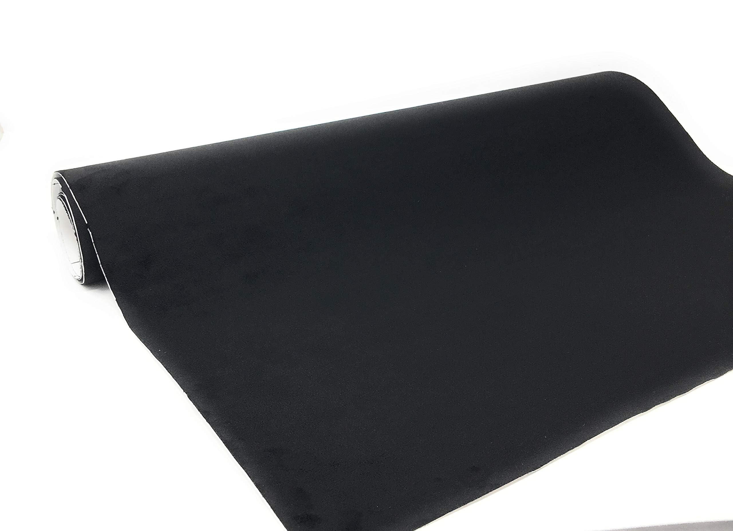 Jnk Networks Suede Fabric Wrap - Self Adhesive Film Sticker 16 X 55 Inches Silky Decal Sheet For Car Interior Furniture Upholstery Diy Elastic Stretch Peel And Stick Black