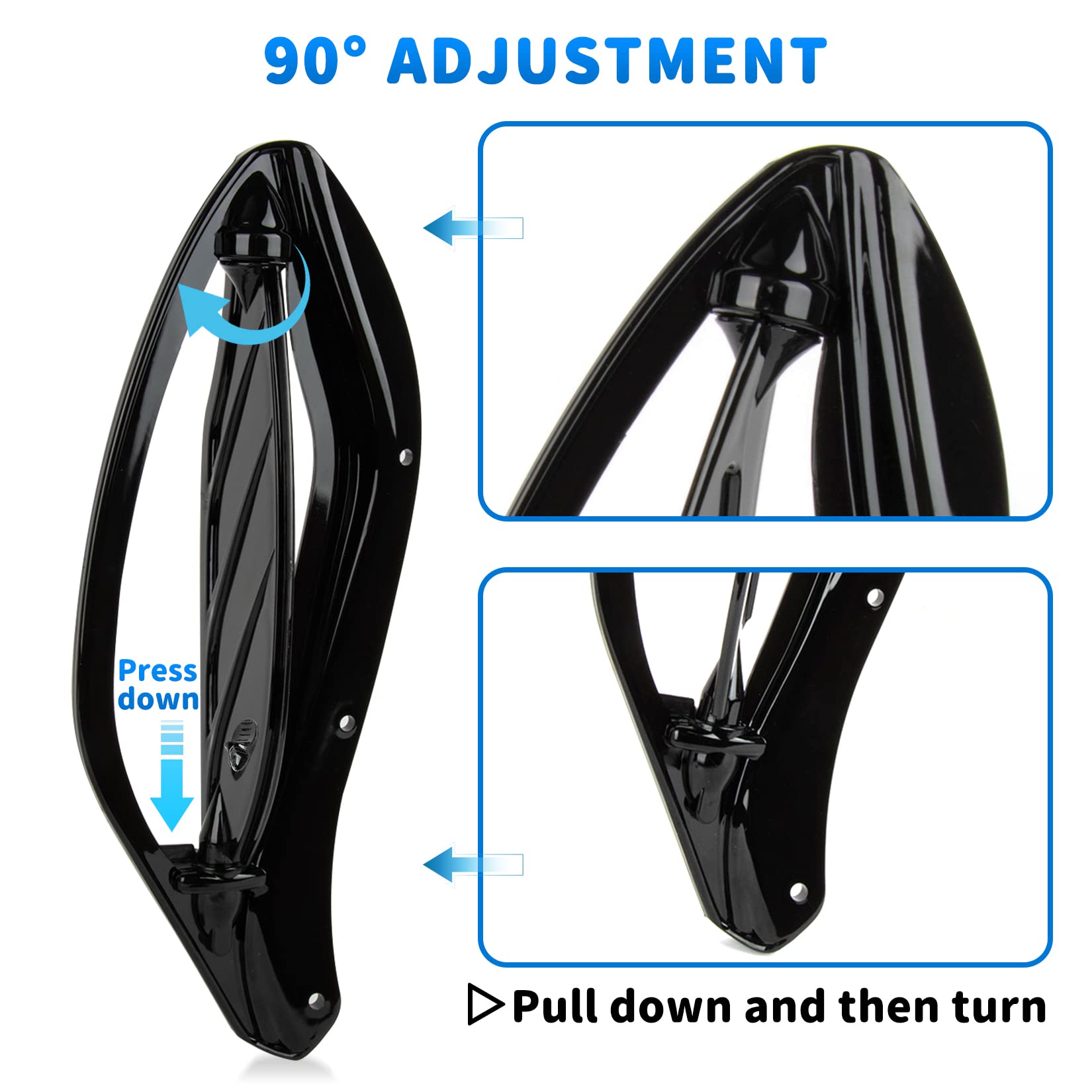 Adjustable Air Deflector, Psler Side Wing Deflectors Fairing Air Deflector For Touring Street Glide, Electra Glide, Trike, Ultra Classic, Cvo 1996-2013, Black