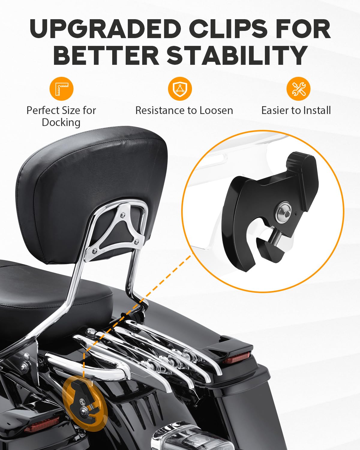 Pbymt Chrome Detachable Stealth Mounting Luggage Rack Compatible For Harley Touring Street Glide Road King Electra Glide 2009-20