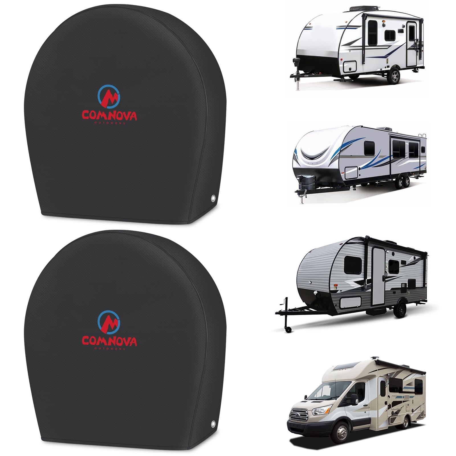Comnova Rv Tire Covers 2 Pack - 600D Tough Tire Wheel Cover Protector For Rv, Truck, Suv, Trailer, Camper, Boat And Van, Heavy D
