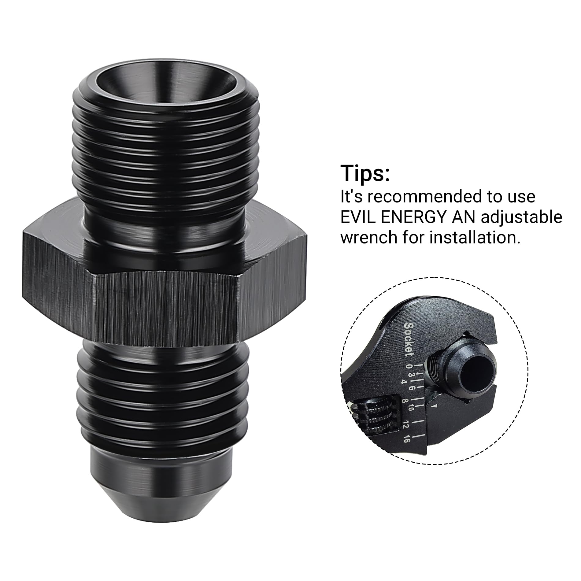 Evil Energy 4An Male Flare To M12 X 1.5Mm Male Metric Fitting Adapter Aluminium Alloy 2Pcs