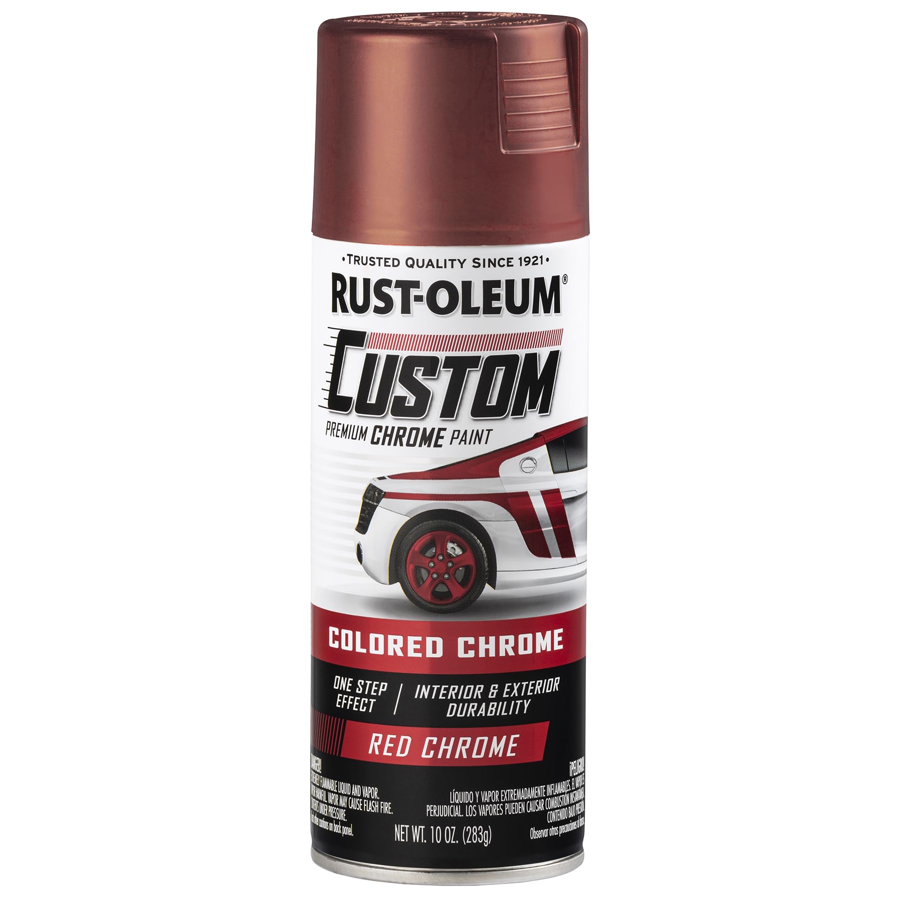 Rust-Oleum 340561 Automotive Custom Chrome Spray Paint, 10 oz, Red