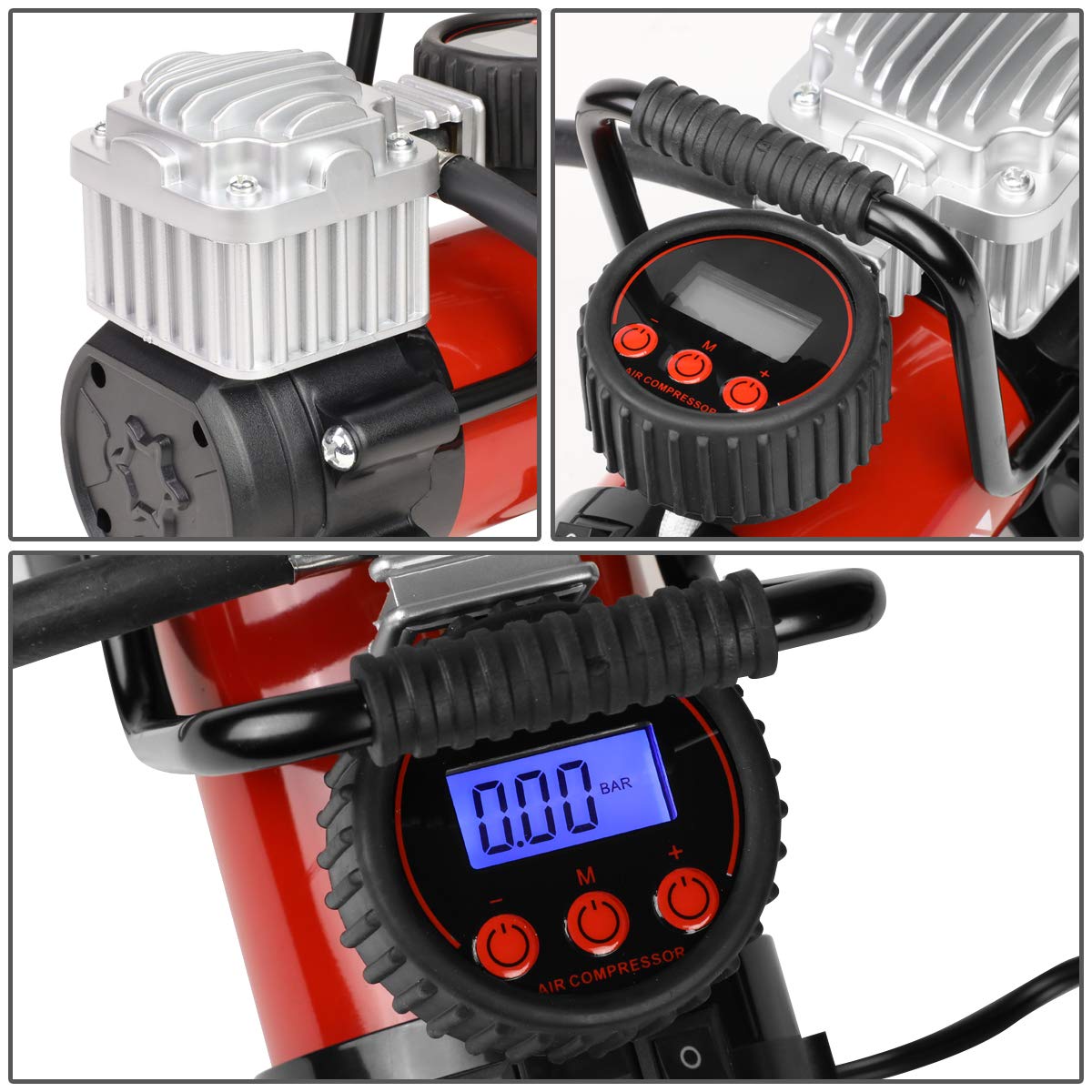 Dna Motoring 12 V 125 Psi Led Flash Light Air Pump Portable Air Compressor Inflator For Cars, Bikes And Balls (Tools-00083)