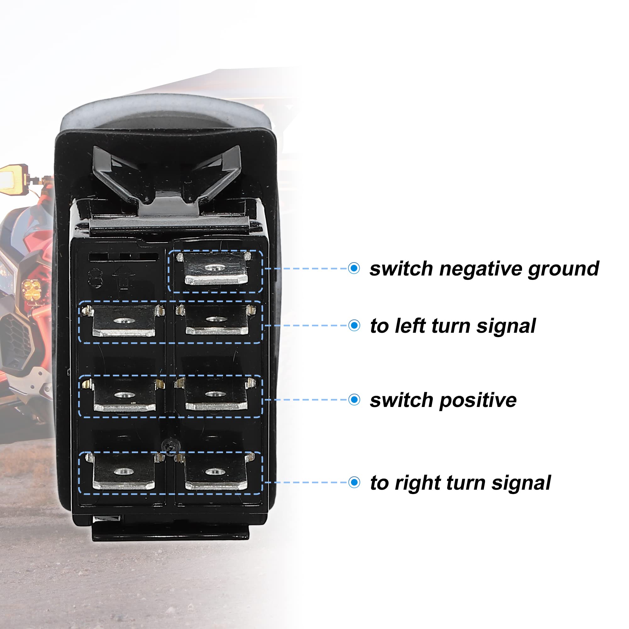 X Autohaux Blue Led 7 Pin Turn Signal Switch With 3 Pin Adjustable Flasher Relay 3 Way On-Off-On Rocker Switch Led Flasher Blink