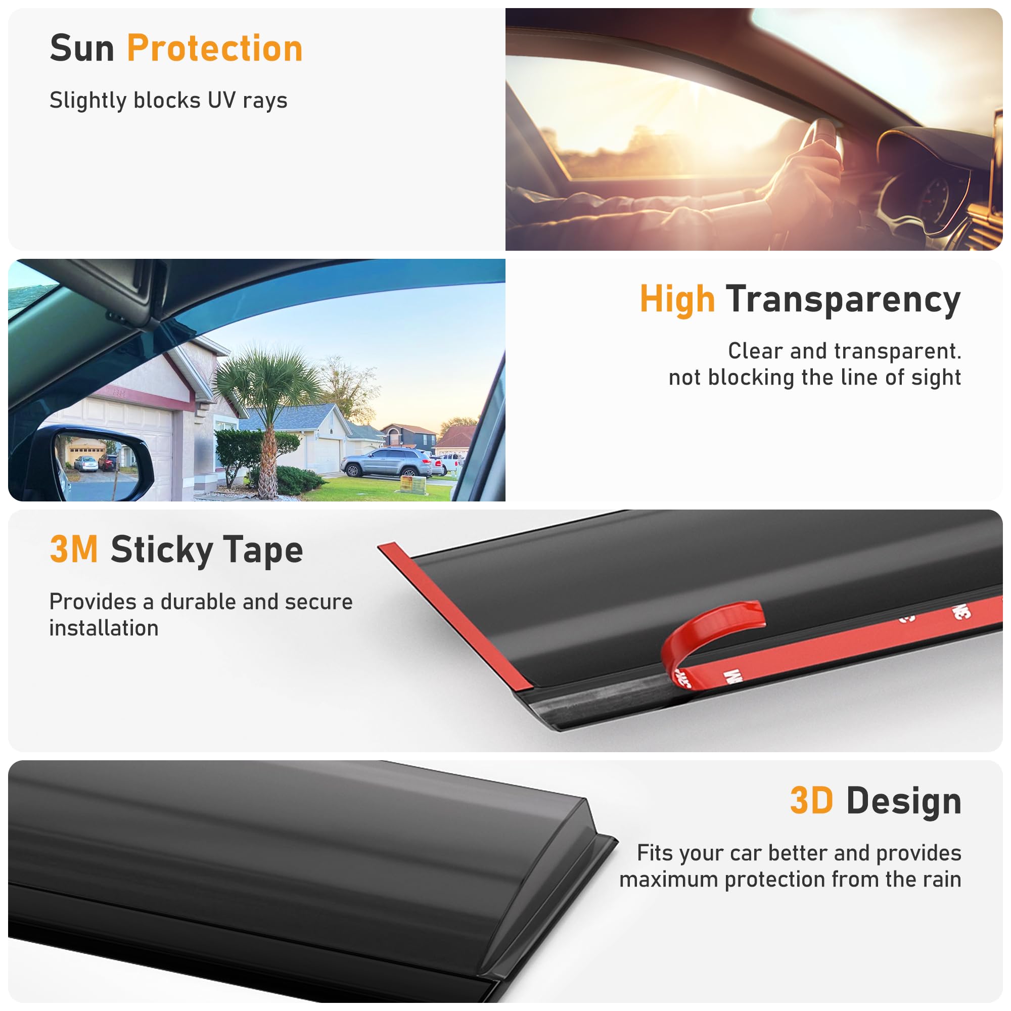 Hope You Ready Shatterproof Tape-On Window Rain Guards Fit For 2025 Toyota Camry, Extra Durable Window Deflectors, Vent Window V