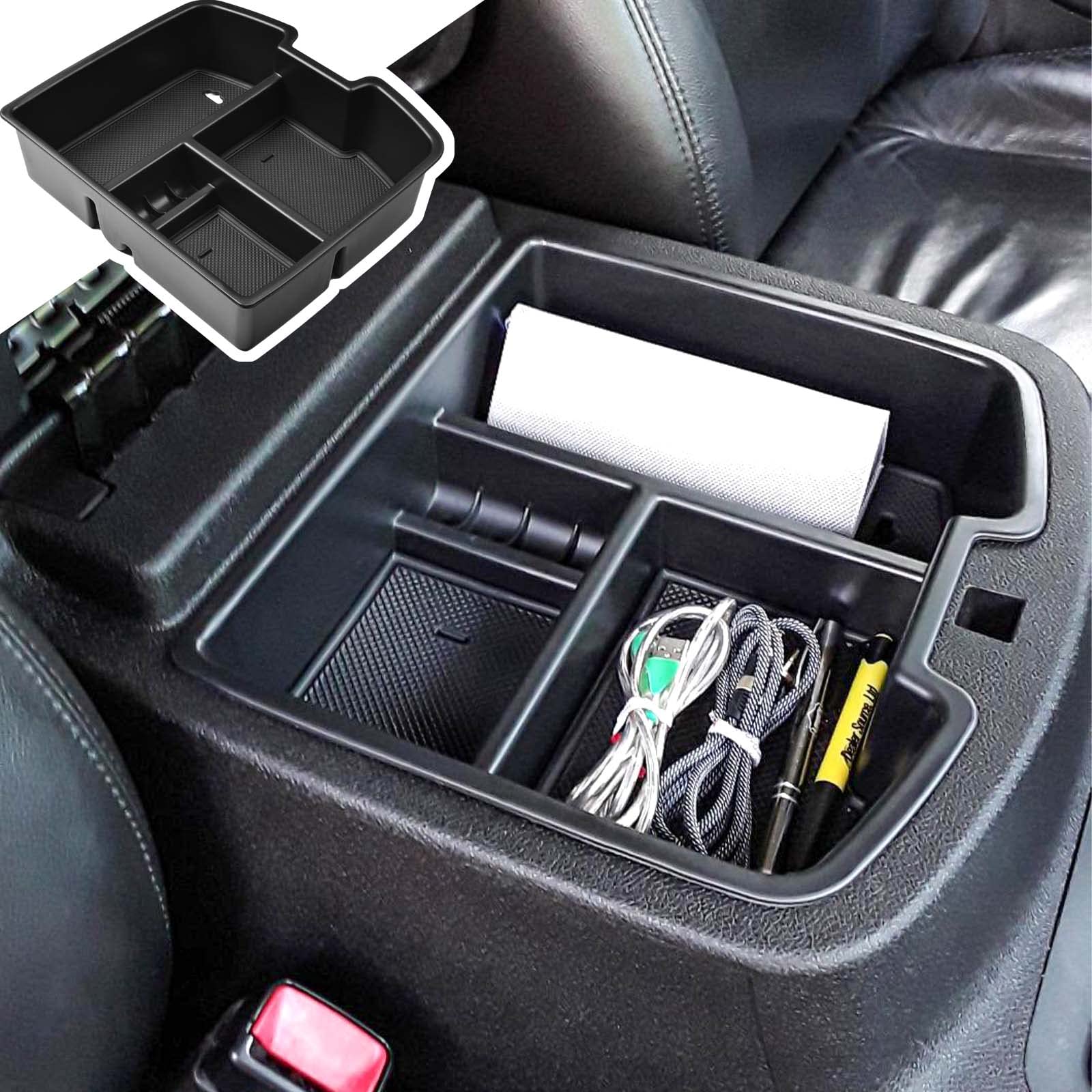 RUNROAD Console Organizer Compatible with 2007-2014 GMC Sierra 2500 3500/Chevy Silverado 2500 3500/Tahoe/Yukon XL/Suburban 1500 