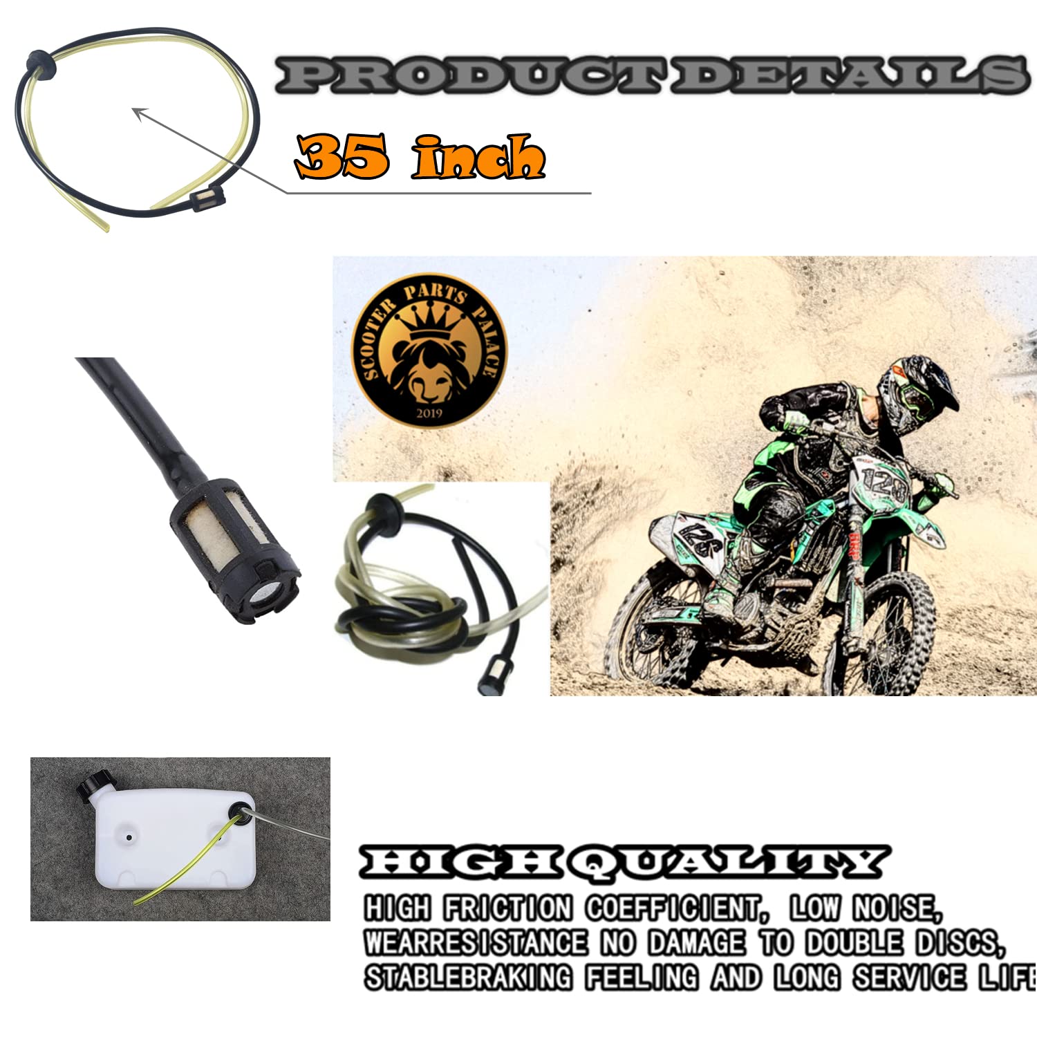 Gas Lines Fuel Hose Compatible With X1 X2 X7 X8 Cat Eye Zooma Ty Rod G-Scooter 49Cc-35 Inch Long Version