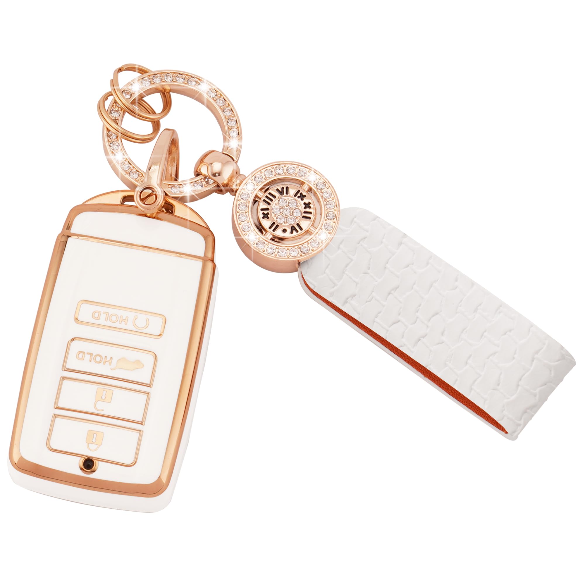 Koaudb Car Key Fob Cover for ACU-ra CDX RDX RLX TLX TLX-L ILX NSX 4 Buttons TPU Soft Smart Car Key Shell Case White Key Protecto