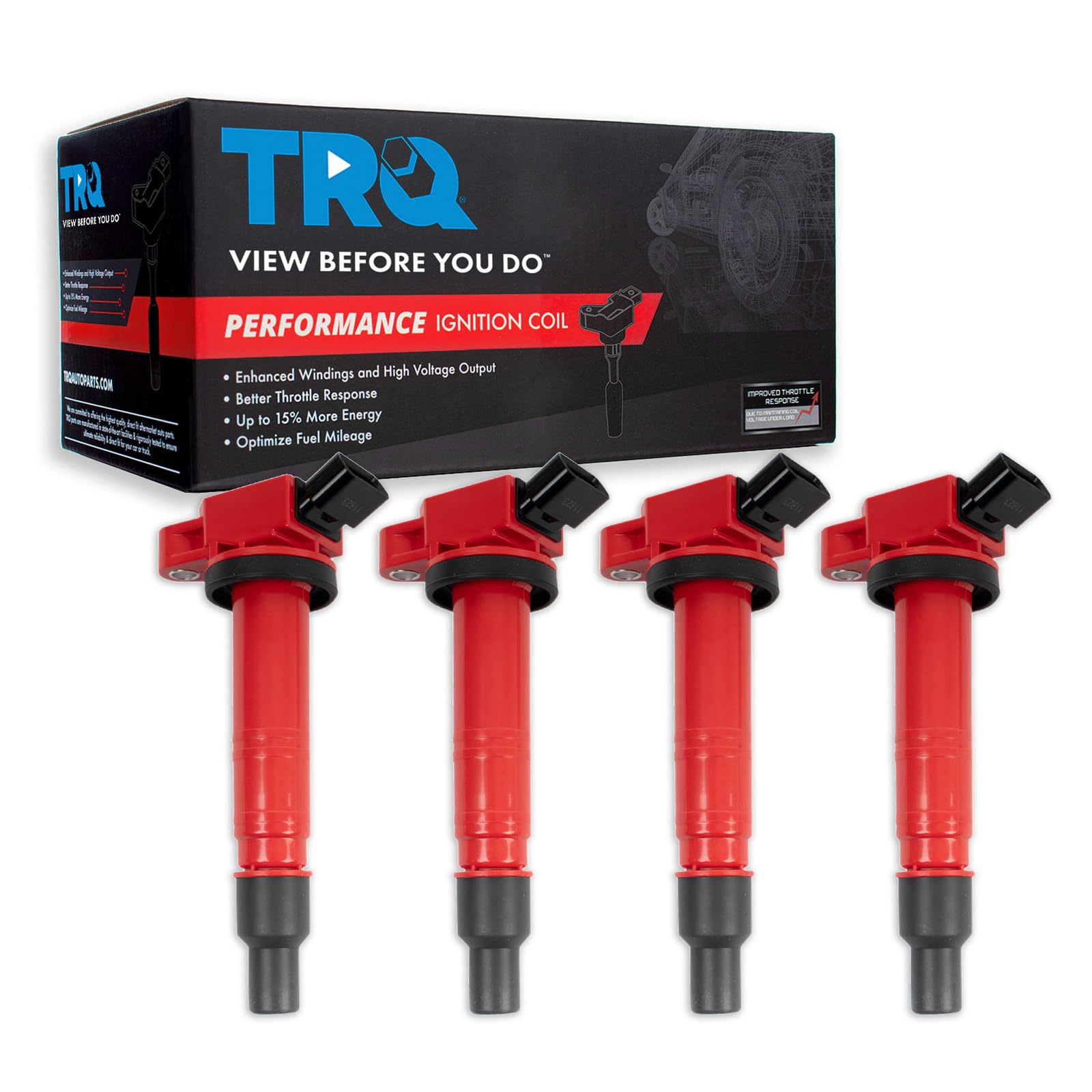 TRQ Ignition Coil Set Compatible with 2010-2015 Scion xB 2010 Toyota 4Runner 2006-2011 Camry 2009-2010 Corolla 2009-2012 Matrix 