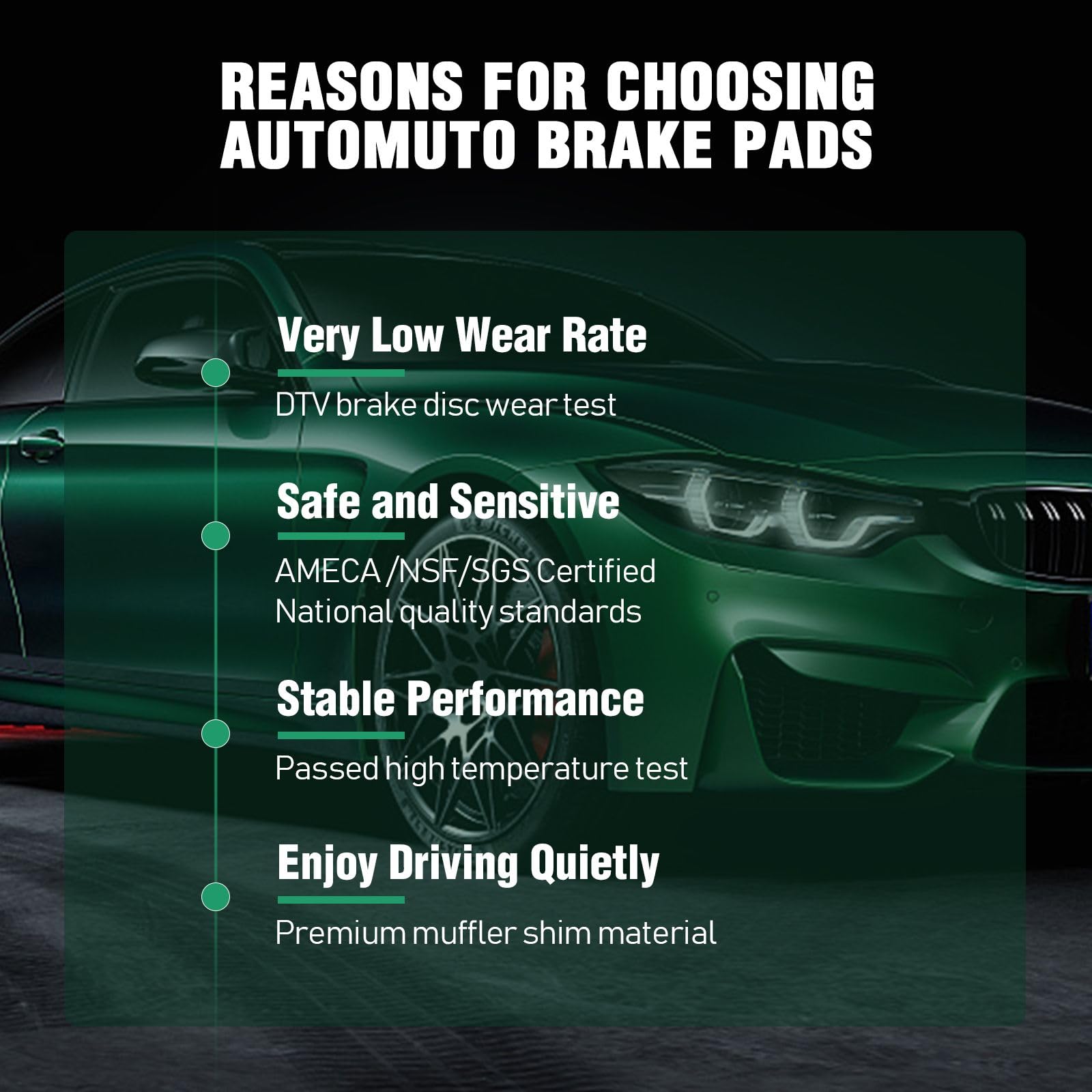 Automuto 4Pcs Rear Ceramic Disc Brake Pads Set D1037 For Chrysler 200 Sebring For Dodge Avenger Caliber For Jeep Compass Patriot