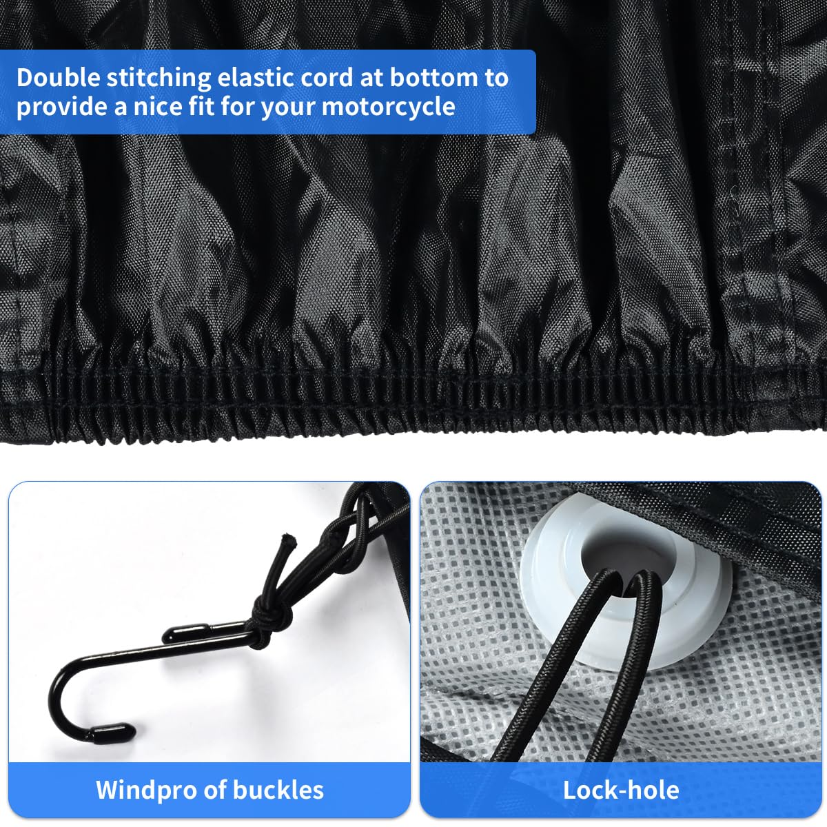 Motorcycle Cover, Motorcycle Cover Waterproof Outdoor With Lock Holes And Inner Flame Retardant Cloth Snow Rain Uv Protection Mo