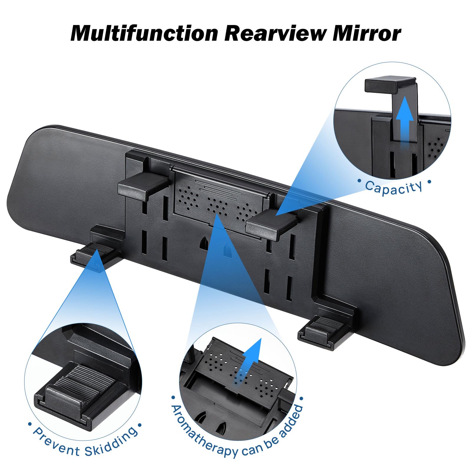 Joytutus Rear View Mirror, 12 Inch Panoramic Rearview Mirror, Interior Clip-On Wide Angle Convex Universal Rear View Mirror To R