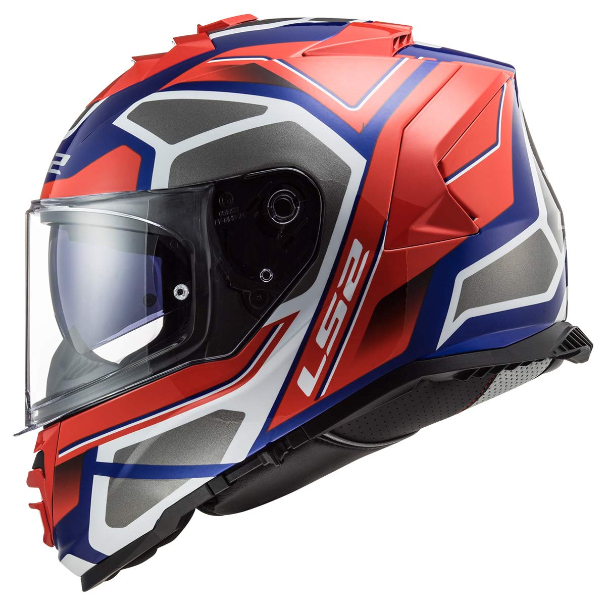 Ls2 Helmets Assault Full Face Motorcycle Helmet W/Sunshield (Petra Gloss Red/Blue/Graphite - Medium)