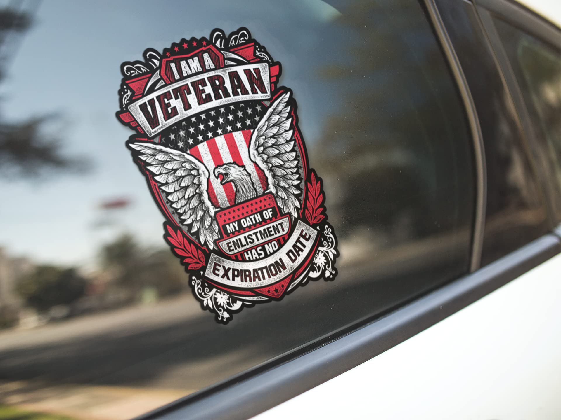 I Am A Veteran My Oath Of Enlistment Has No Expiration Date 7'' Decal For Cars, Motorcycles, Laptops (2-Pack)