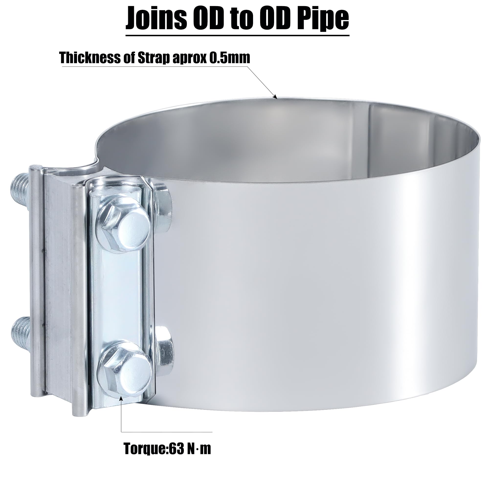 Vitonsbay 7 Inch Exhaust Clamp - Stainless Steel Butt Joint Muffler Pipe Band Coupler (1PCS)