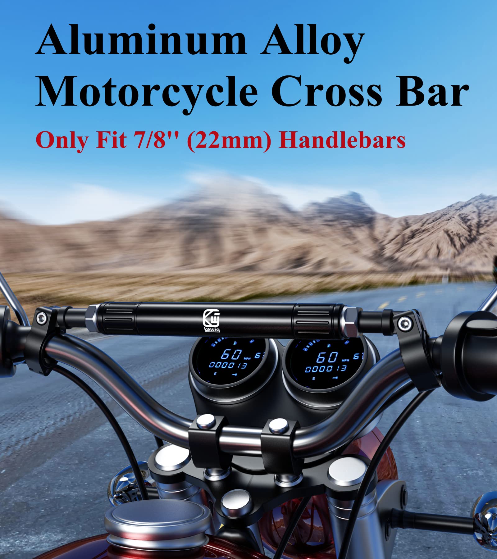 Brcovan Aluminum Alloy Cross Bar For Motorcycle, Length Adjustable Design Handlebar Extender Extension, Motorcycle Balance Bar Reinforce Lever Compatible With Handlebar 22Mm In Diameter