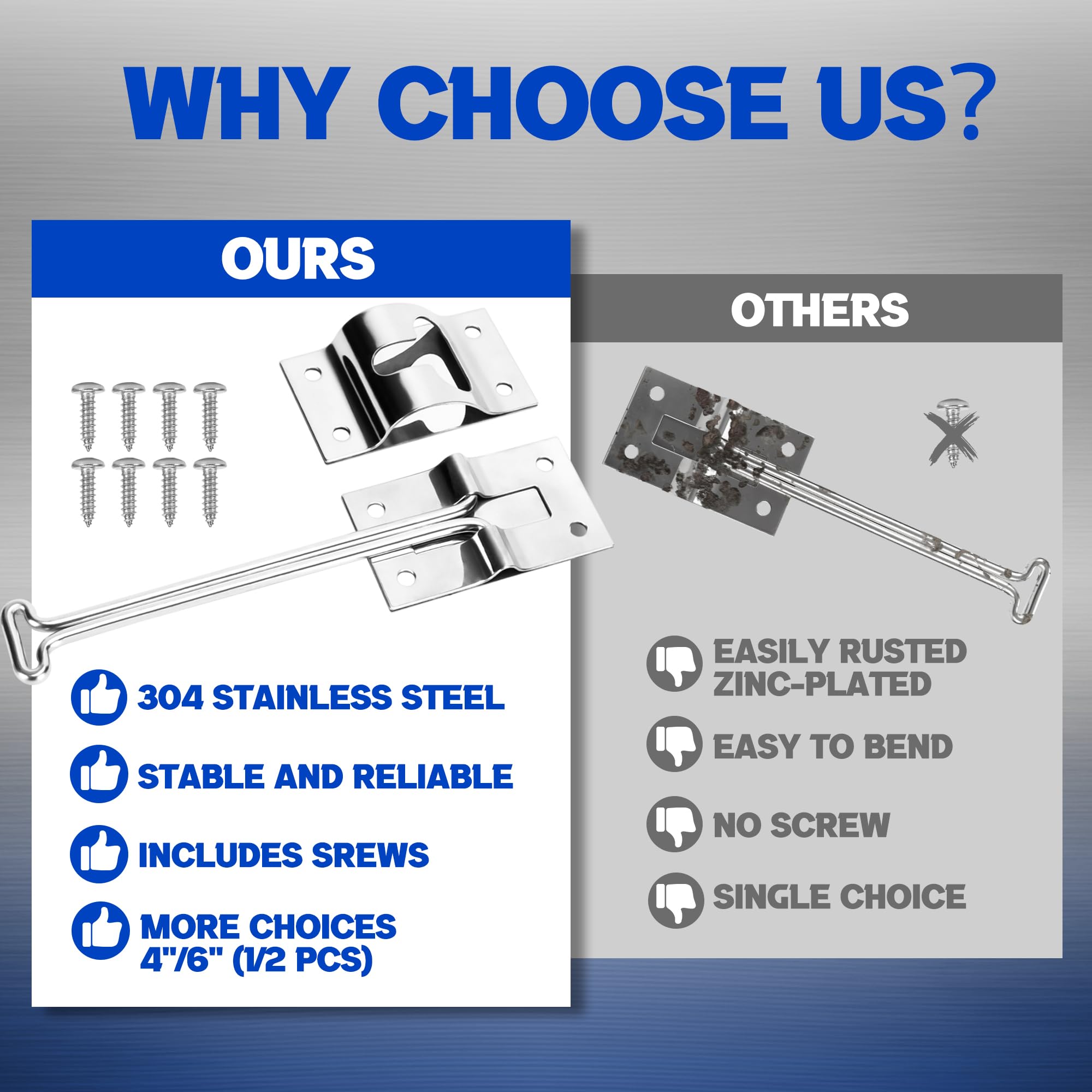 Lonffery Rv Door Latch, Rv Door Holder, 304 Stainless Steel Trailer Latch, 4 Inches 2Pcs