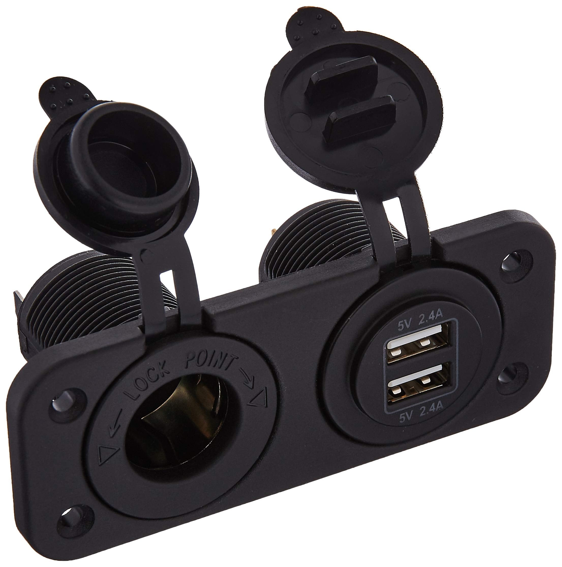Sea-Dog 426505-1 Double Usb And Power Socket Panel