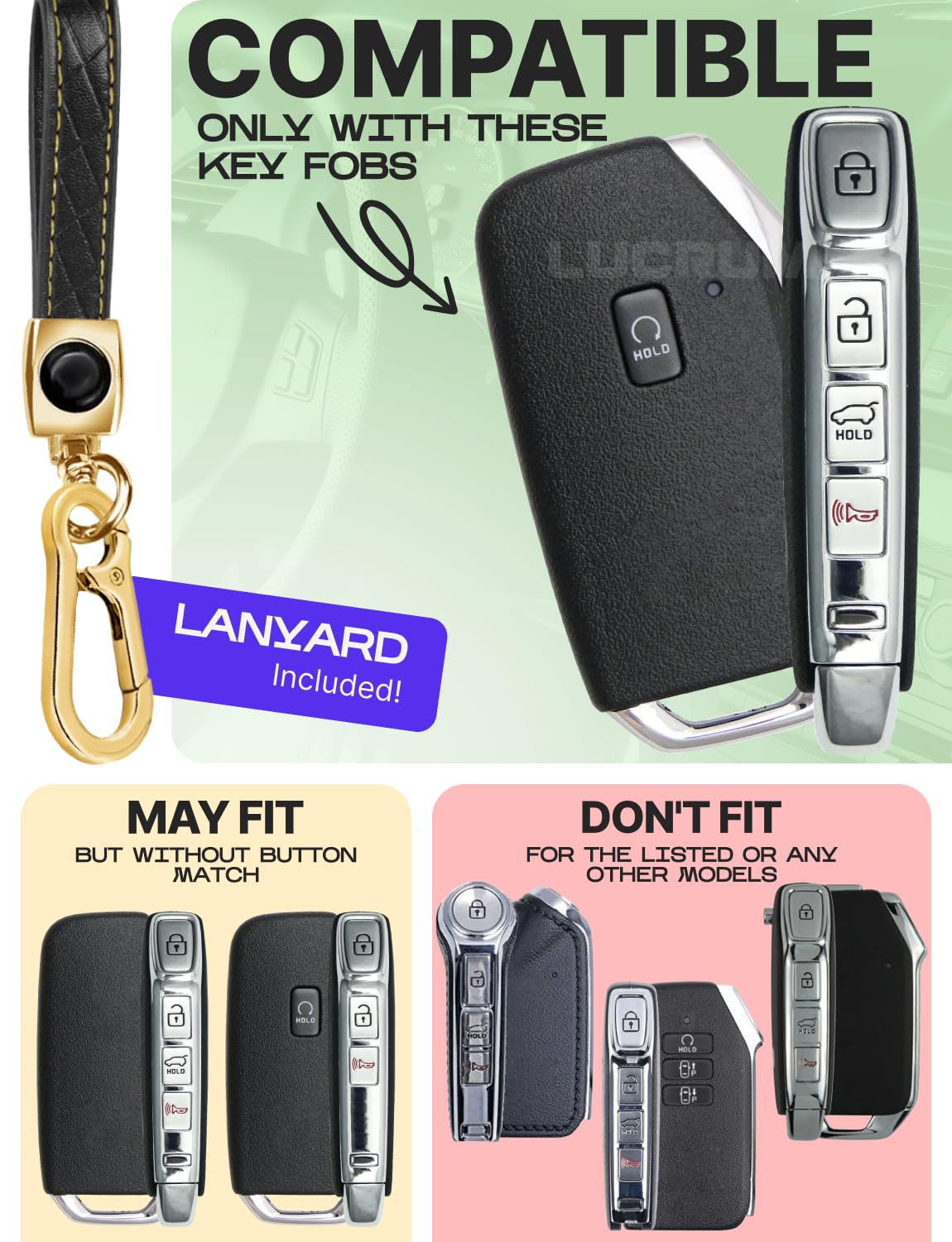 For Kia Key Fob Cover And Leather Keychain - Full Cover Key Case For Kia Sportage, Soul, Forte, Telluride, Ev6, Niro, K5, Stinge