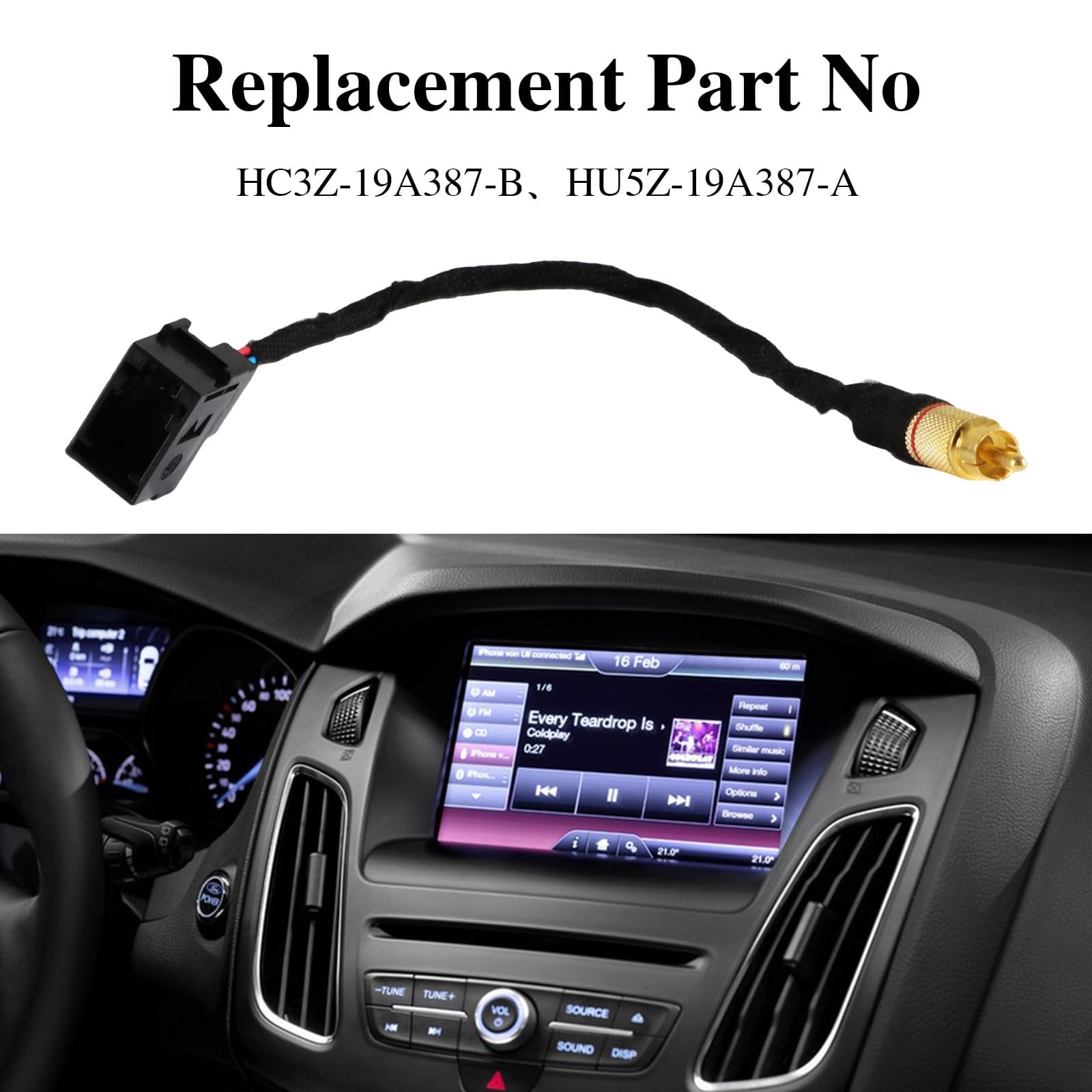 Kpalag Backup Camera Harness Adapter Replacement 4 Inch To 8 Inch Pnp Rear View Compatible With Ford Sync2 Sync3,Replace#:Hc3Z-1