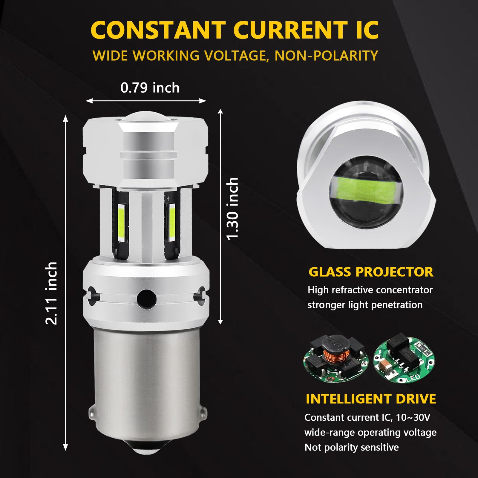 Phinlion 1156 Ice Blue Led Light Bulbs, Super Bright 12V 24V P21W 7506 Ba15S 1141 Led Replacement For Car Back Up Reverse Or Day