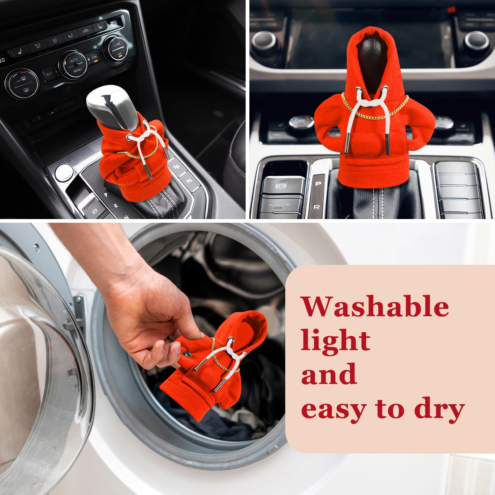 Yajeea Car Gear Shift Hoodie, Funny Mini Hoodie Car Decor, Winter Warm Universal Fit Shift Knob Cover, Automotive Interior Acces