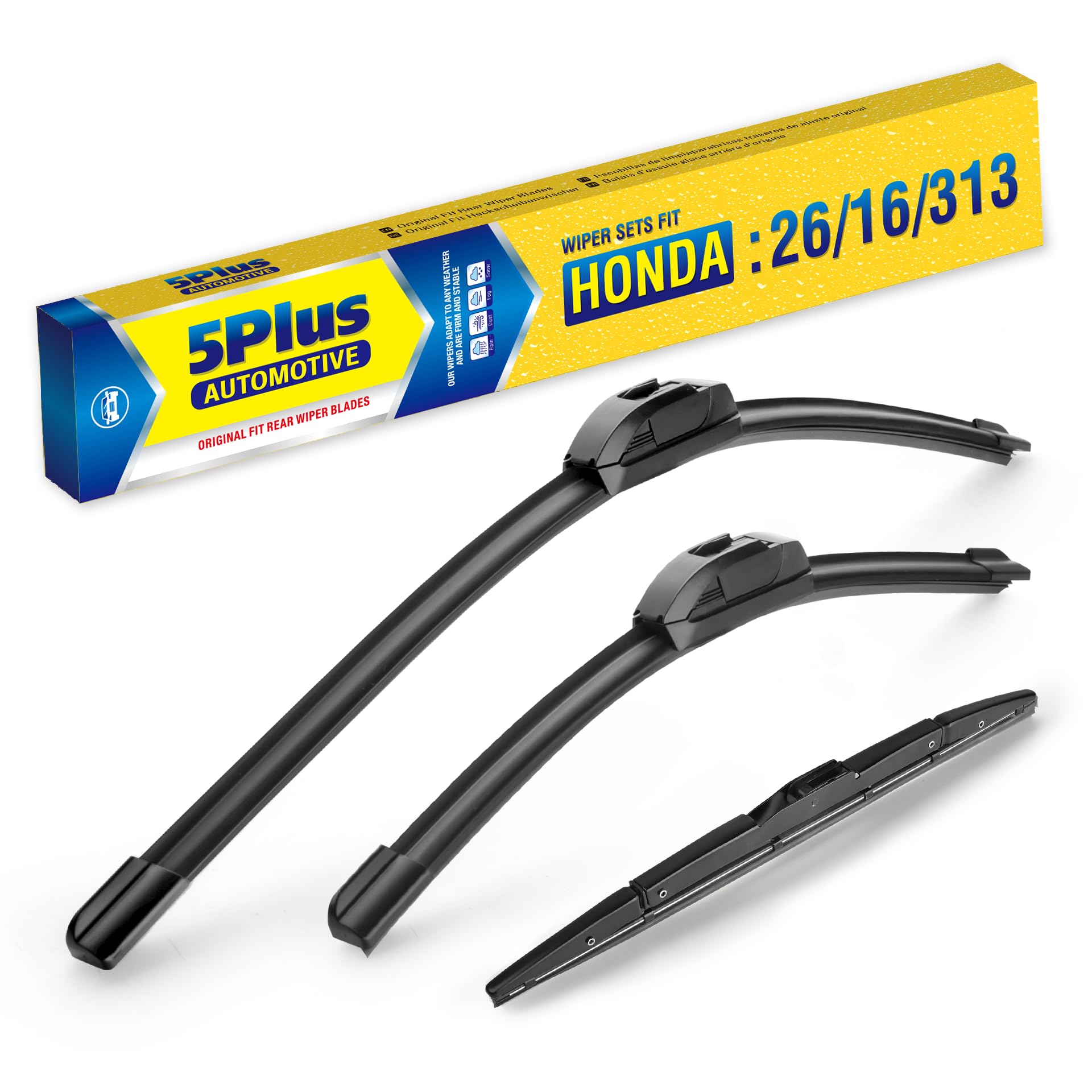 3 Wipers 26''/16''/13'' Replacement For Honda Crv 2016 2015 2014 2013 2012(Set Of 3), 26 Inch+16 Inch Windshield Wiper Blades Wi