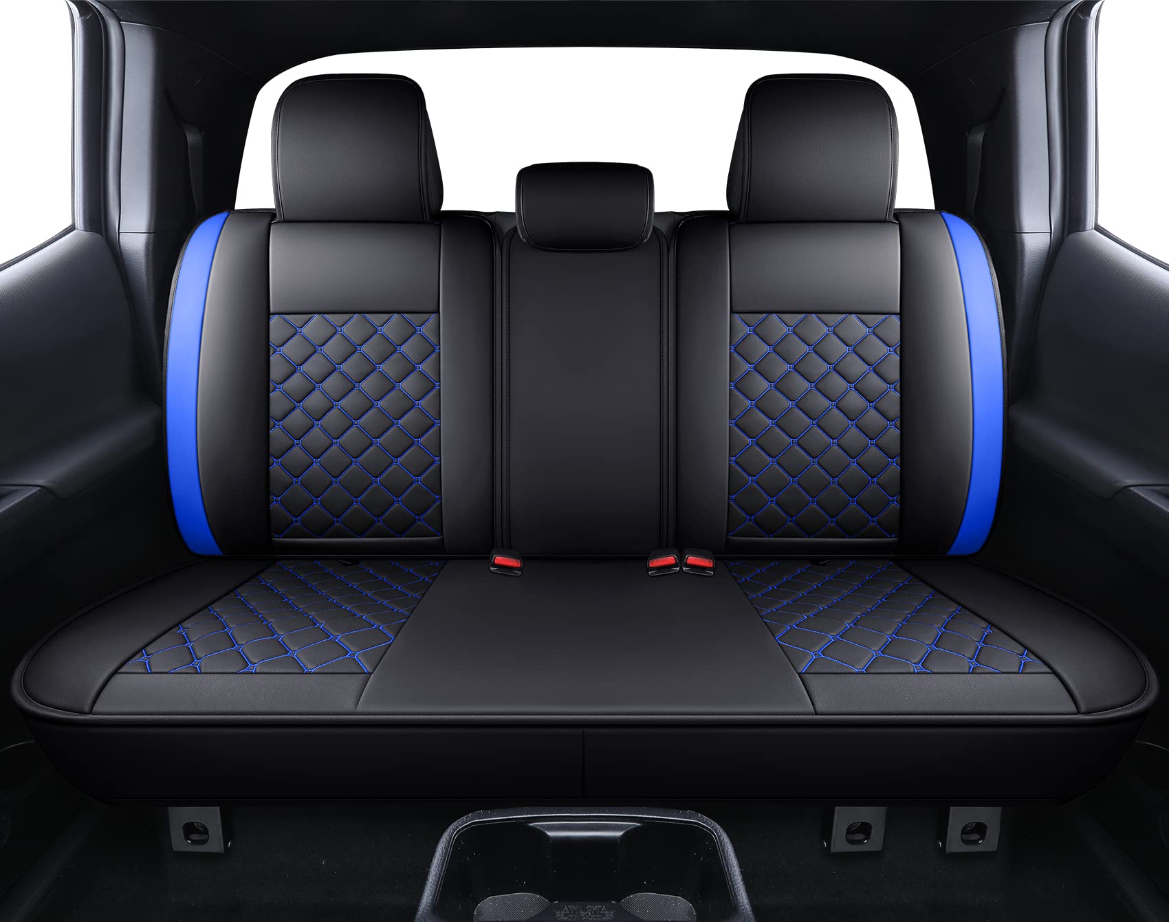 Tomatoman Tacoma Seat Covers Customized For 2005-2023 Nightshade Extended Sr V6 Pickup Truck, Waterproof Faux Leather Cushions(Full Set, Black-Blue)