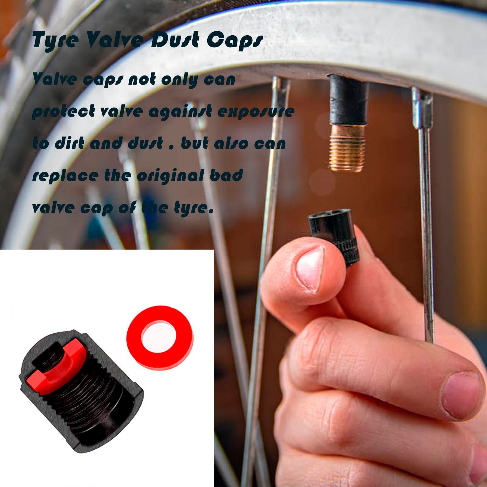 Kurami Tire Valve Stem Caps 200 Pcs,Black Plastic Valve Caps With Sealing Ring,Valve Stem Caps General For Cars,Bicycles,Motorcy