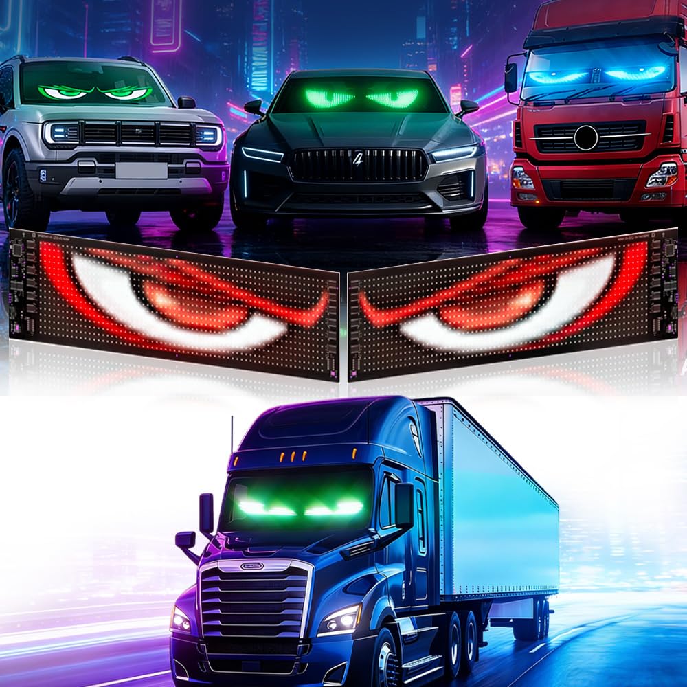 Devil Eyes Light for Truck Windshield - 2PCS 14.7x3.6 LED Glow Eyes Windshield Decoration,The Car Devil Light with Remote Contro