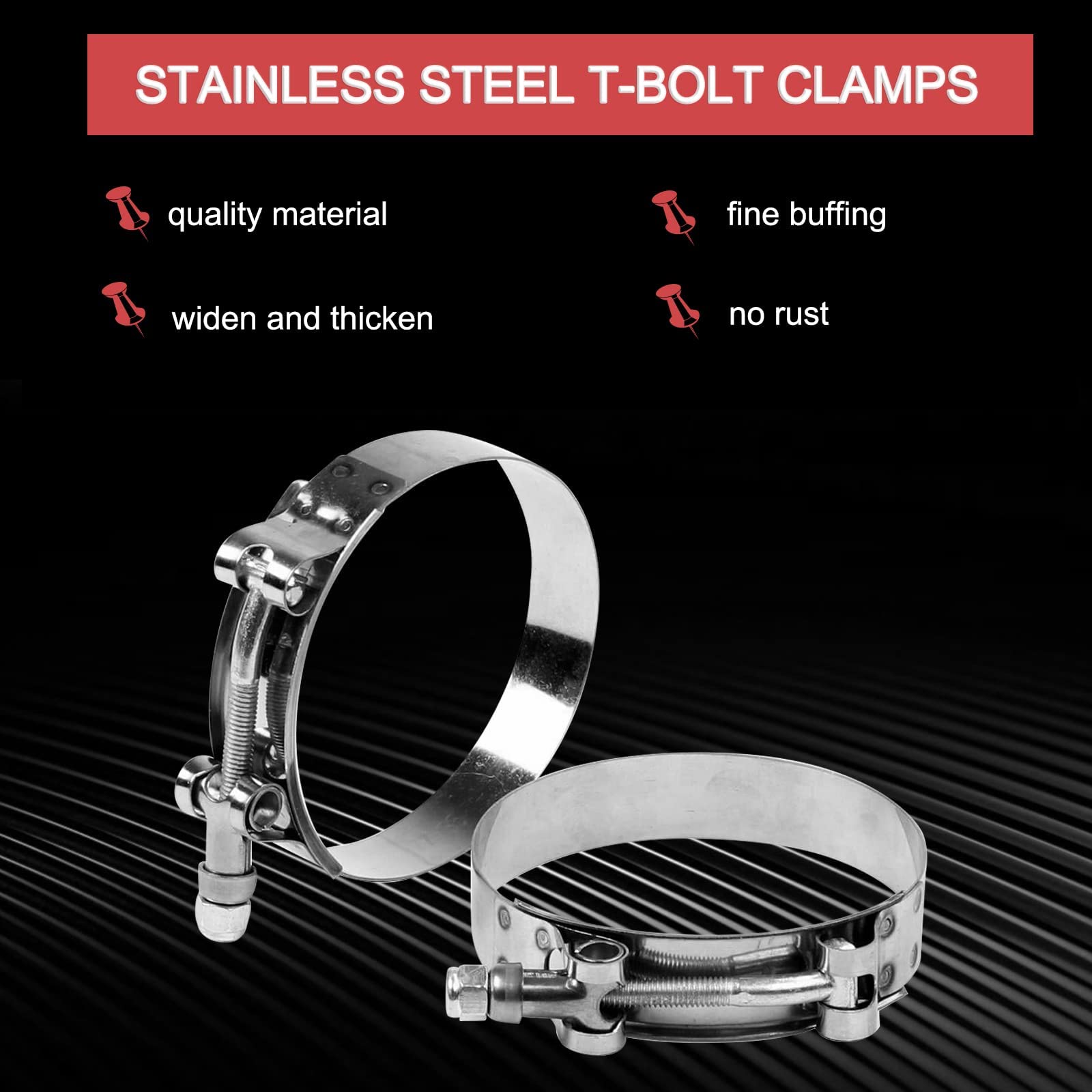 10Pcs 70Mm - 78Mm Stainless Steel T-Bolt Clamps Turbo Intake Intercooler Clamp For 2-1/2' Hose