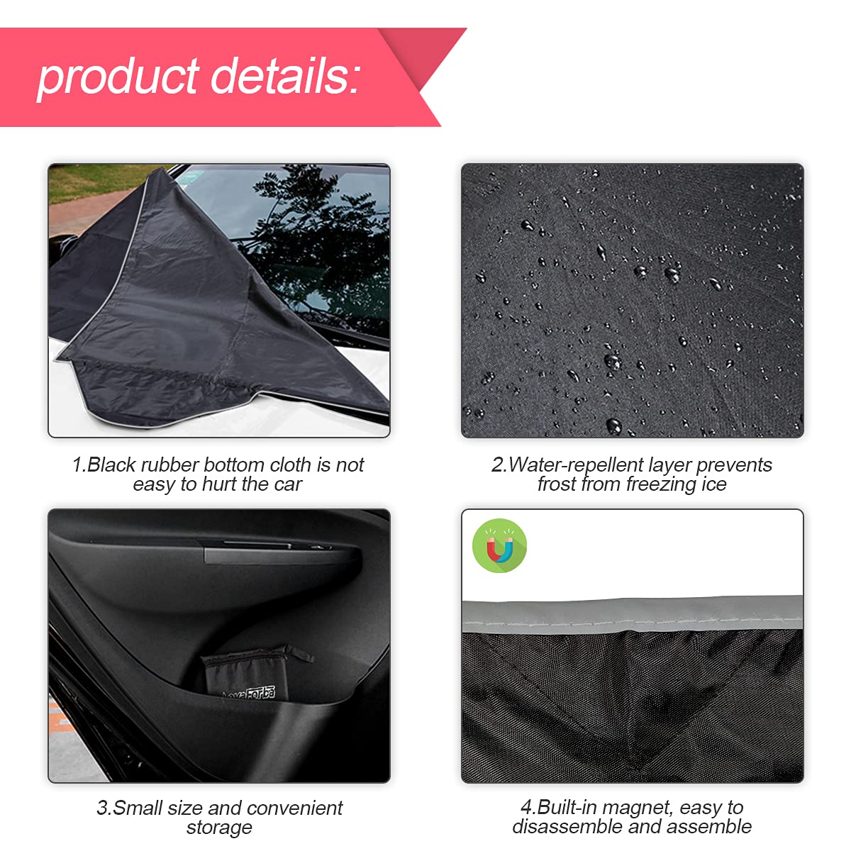 Car Windshield Snow Cover, Winter Frost Windshield Snow Ice Removal Cover/Protector, Waterproof Windproof Sunshade Snow Cover Wi