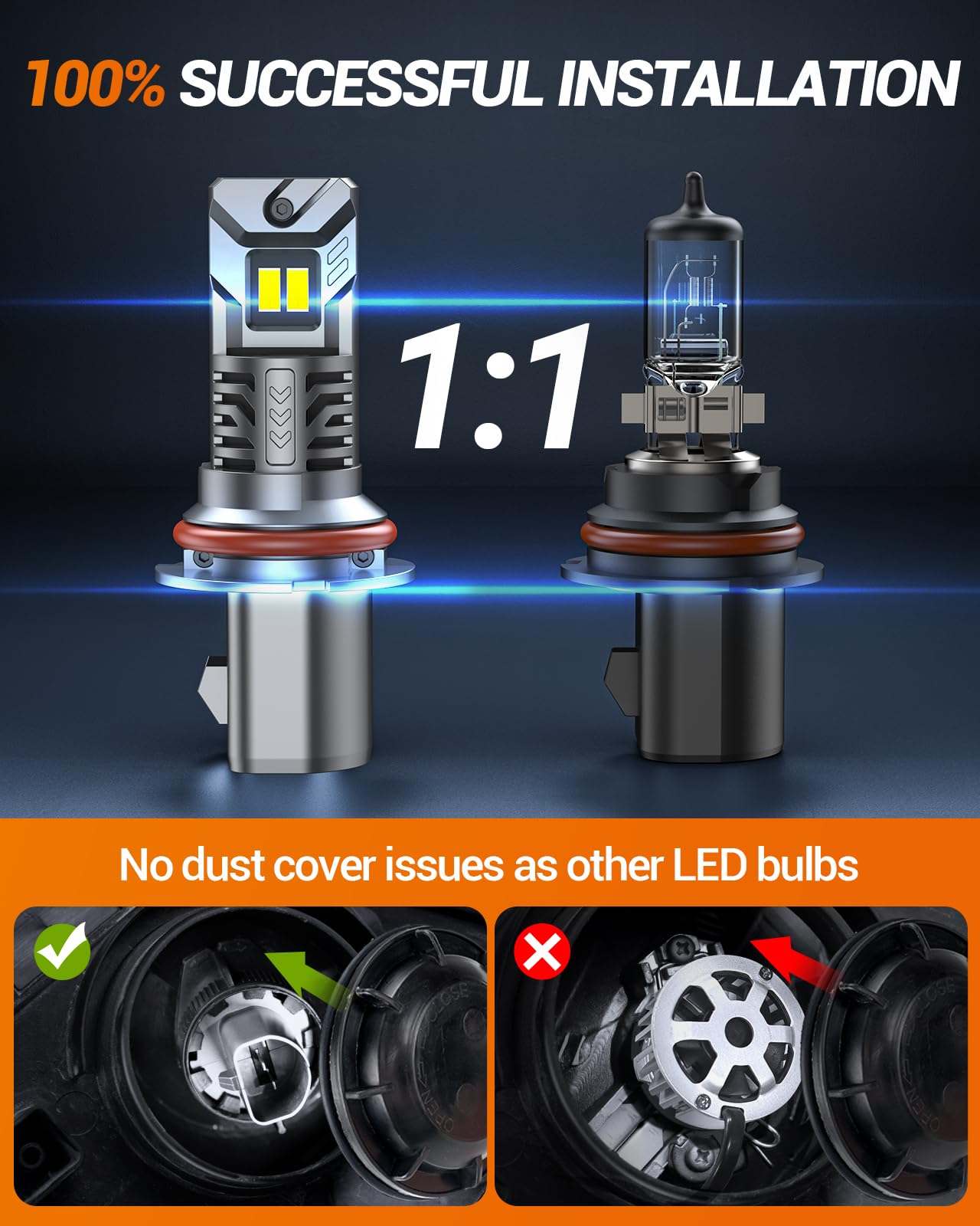 Sealight 9004/Hb1 Light Bulbs, 30000 Lm 1:1 Design 6500K Cool White 9004 Fog Bulbs, Ip67, Plug-N-Play, Pack Of 2