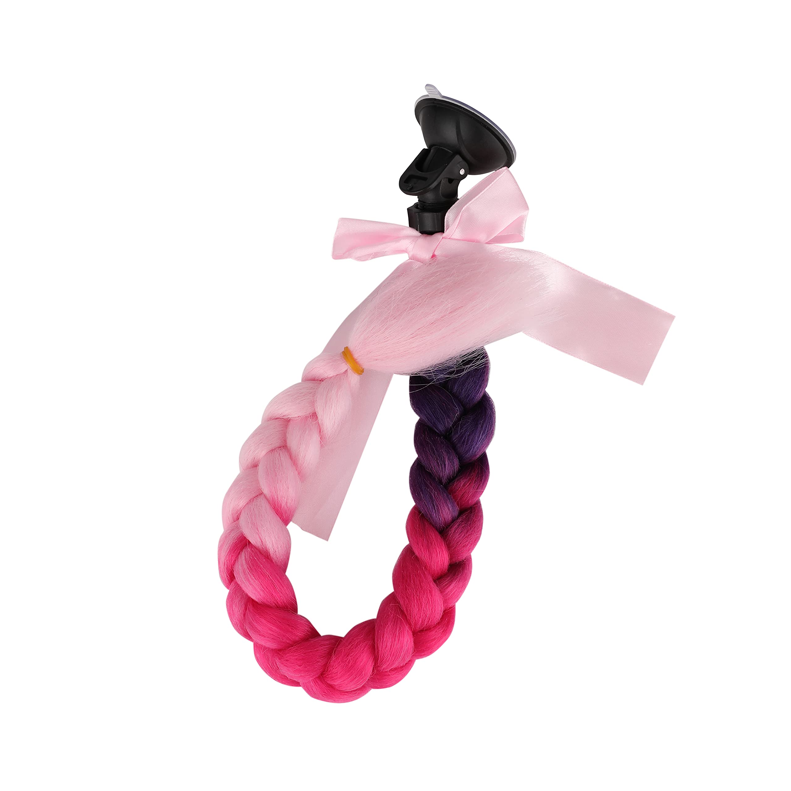 Sego 2 Pcs Helmet Pigtail Braids With Detachable Suction Cup With Bowknot Ponytails Hair For Women/Men 20 Inch (Helmet Not Inclu