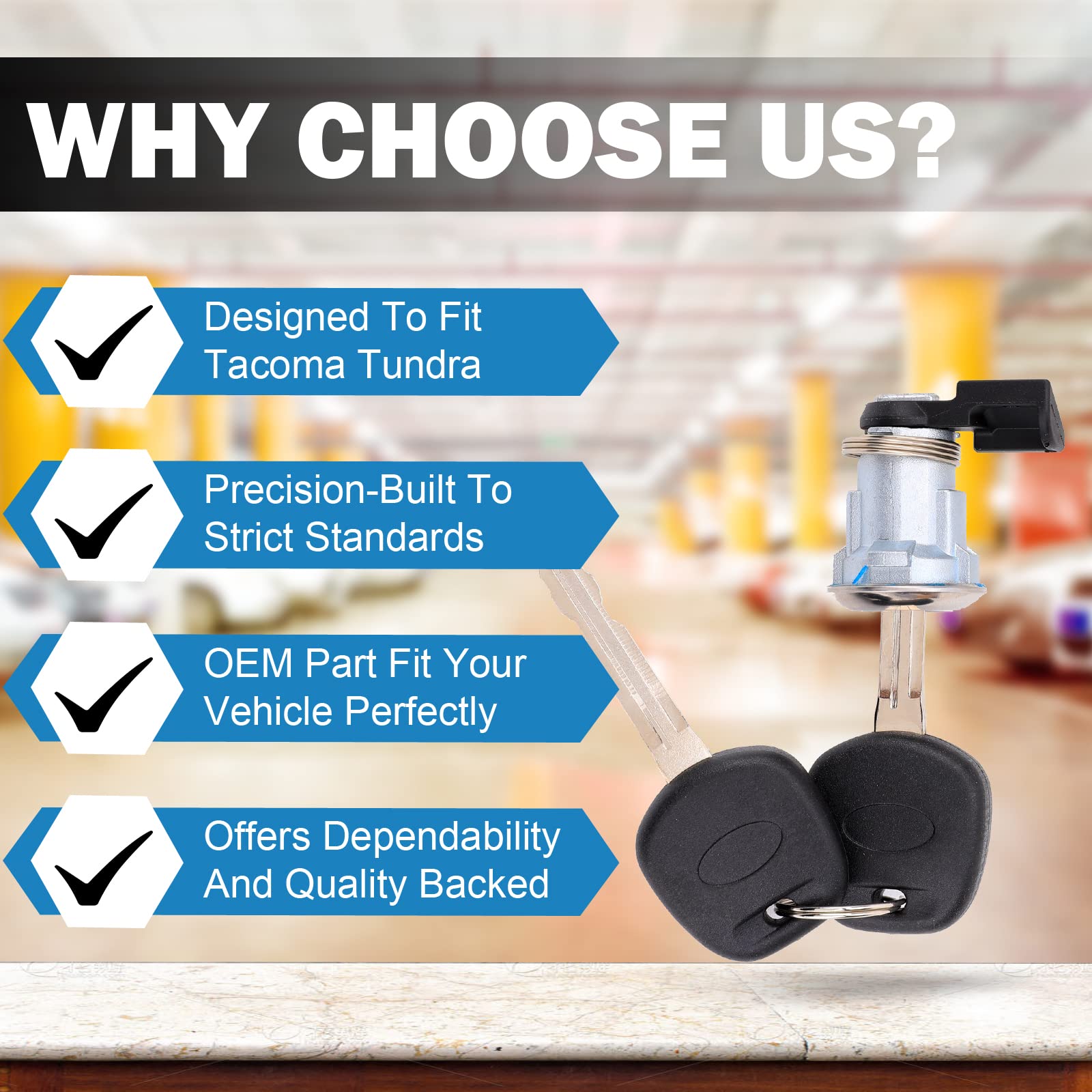 Fuel Door Lock Cylinder W/ 2 Keys Set Compatible with 1995-2004 Toyota Tacoma 2000-2003 Tundra Gas Fuel Filler Lid Cylinder Lock