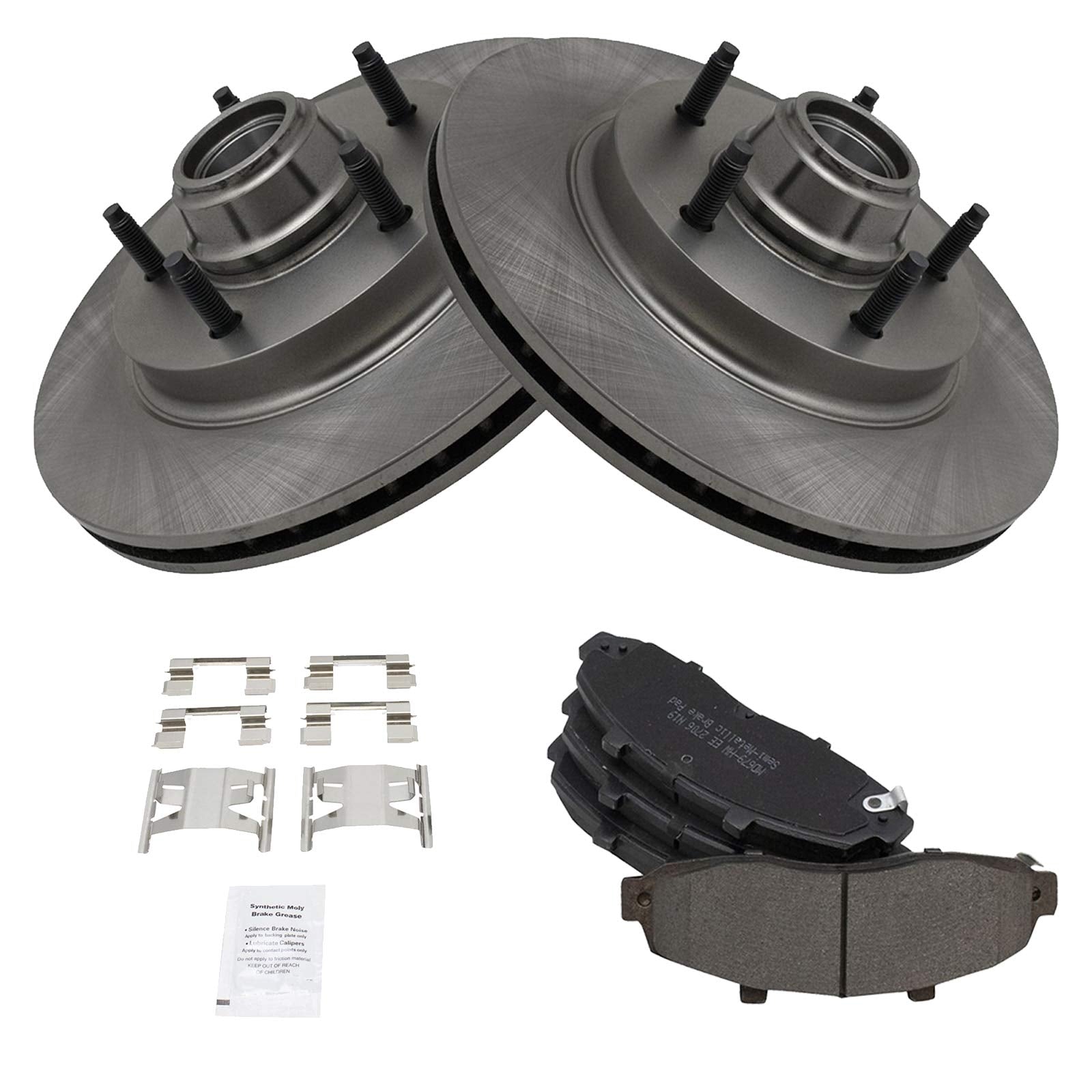 Trq Front Brake Pad & Rotor Kit Brake Pads Brake Rotor Semi-Metallic Compatible With 1997-1999 Ford F-150