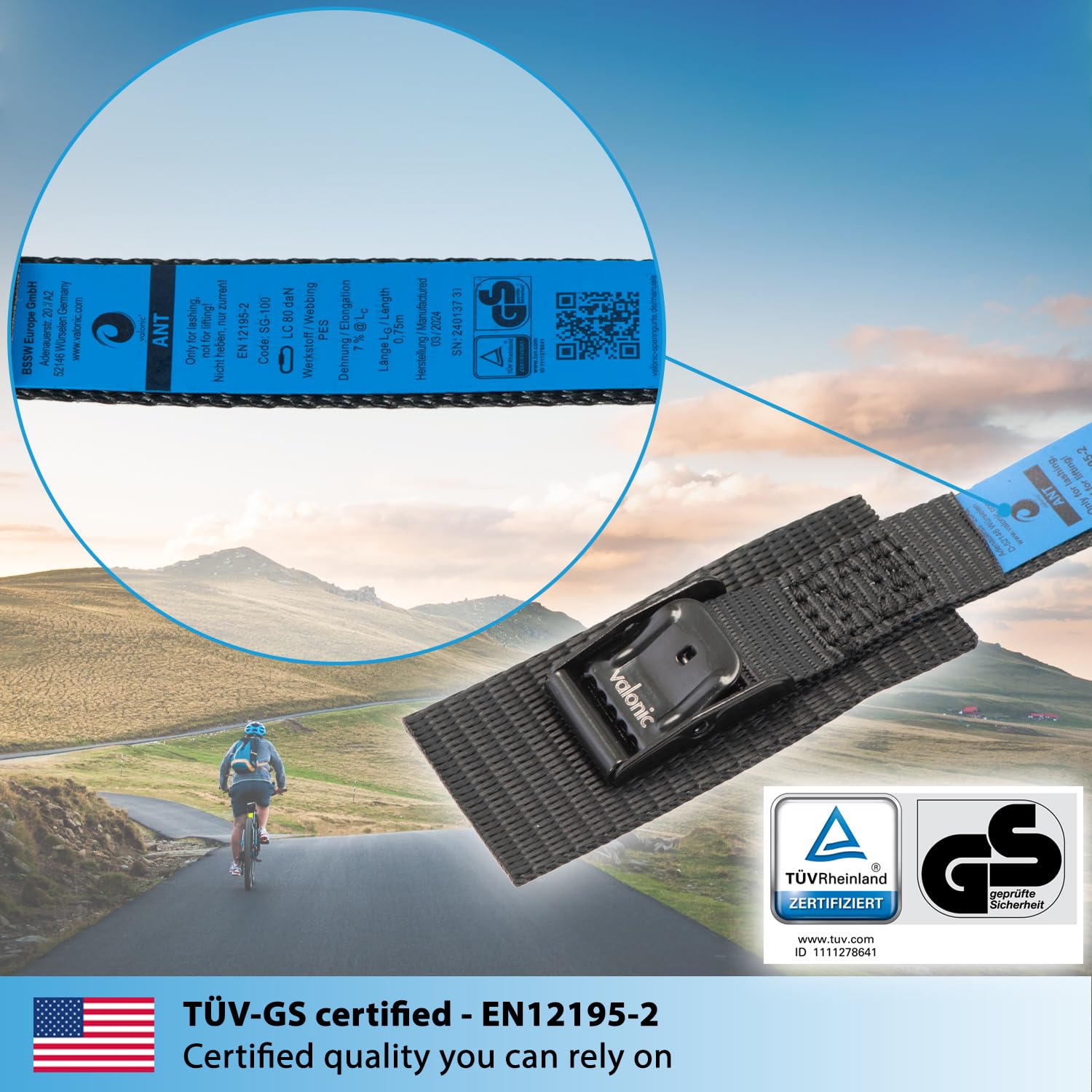 Valonic Ant - Short Lashing Strap, Padded, 4 Pieces, 2.5 Ft, 350Lbs Breaking Strength, Cam Buckle, Black - Tie Down Straps For B