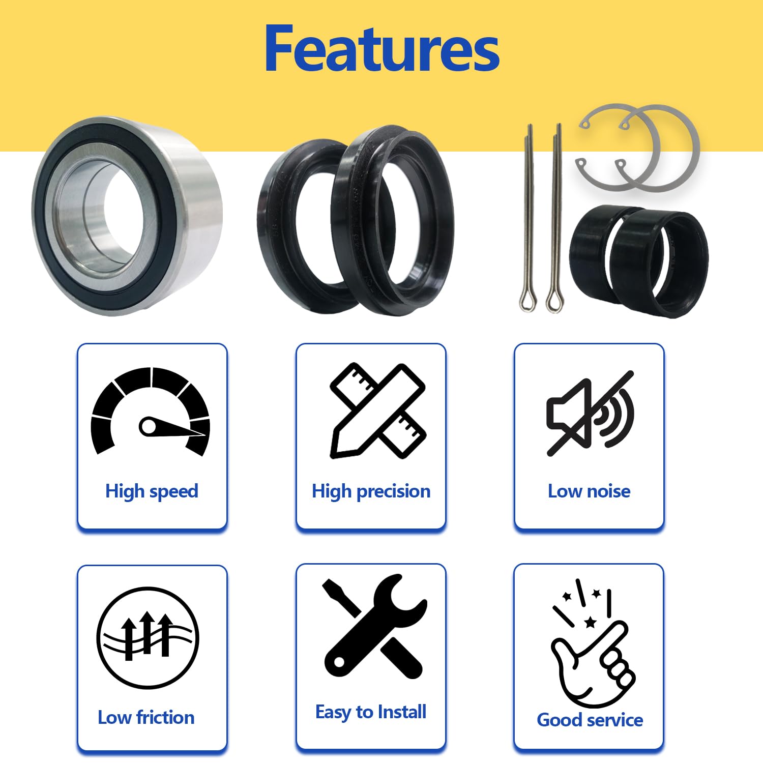 Biglknm Front Wheel Bearing & Seal Kit Fit For Atv Foreman 400 450 500 Rubicon 500 Rincon 650 680 Wheel Hub Bearing Replace 91051-Ha7-651 91209-Hn2-003 91256-Hm7-003